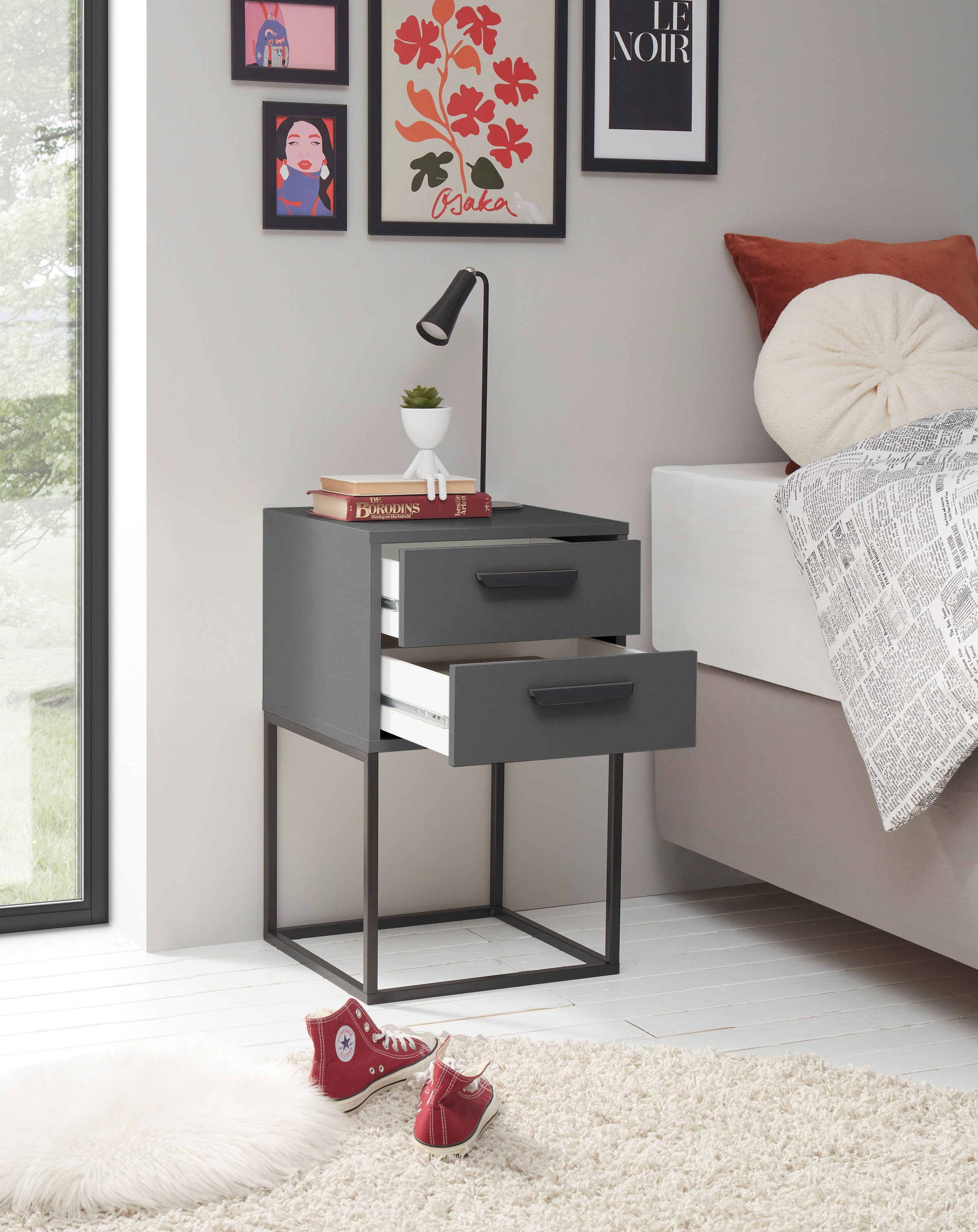 Schlafkontor Table de nuit »Suna Kommode, Nachttisch, Nachtschrank« auf Metallgestell