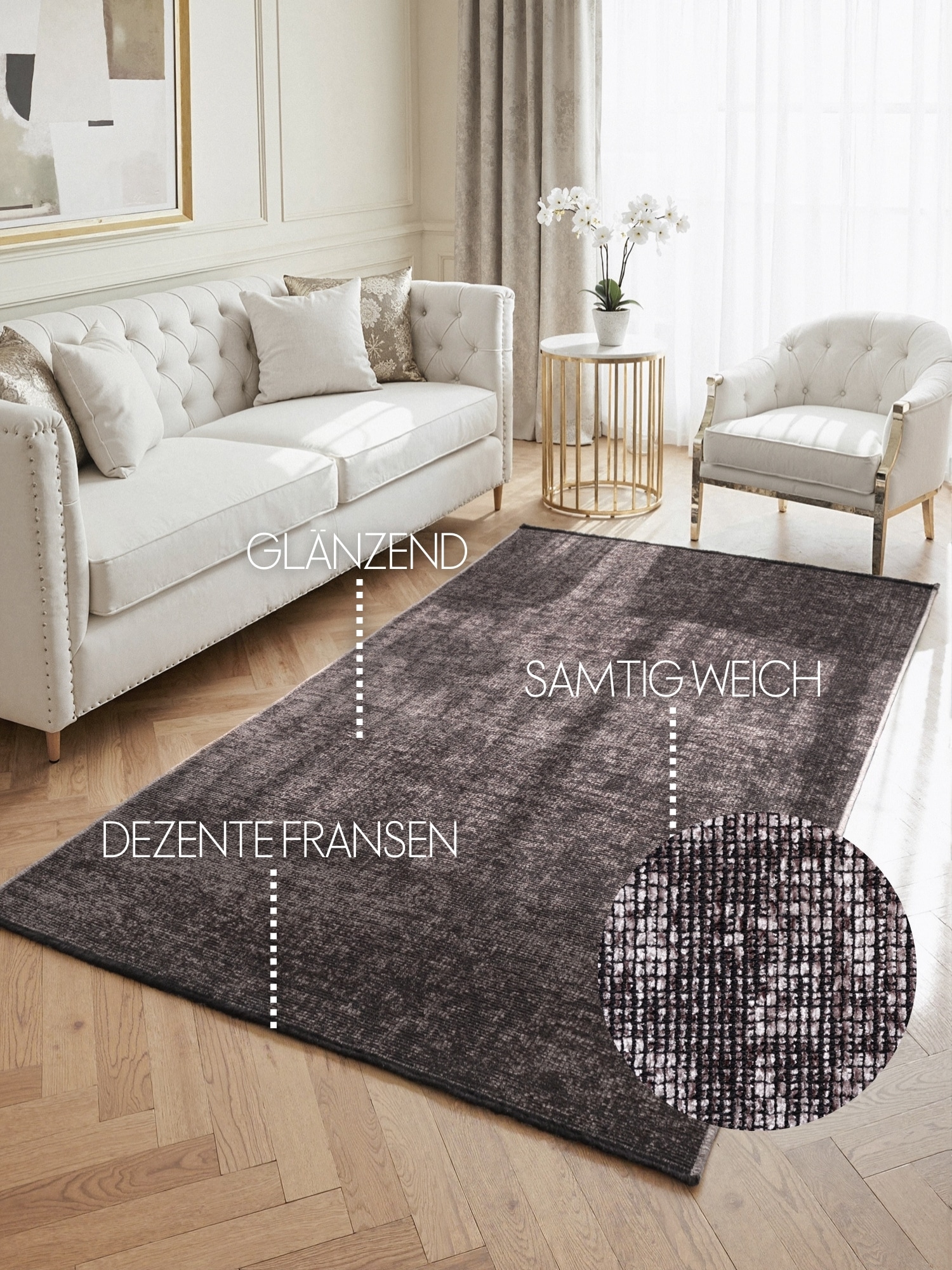 ELLE DECORATION Tapis »Prisma« Rectangulaire 5 mm Höhe Glanz-Effekt, Karo Design, Kachel-Optik, Wohnzimmer, Schlafzimmer,Flur