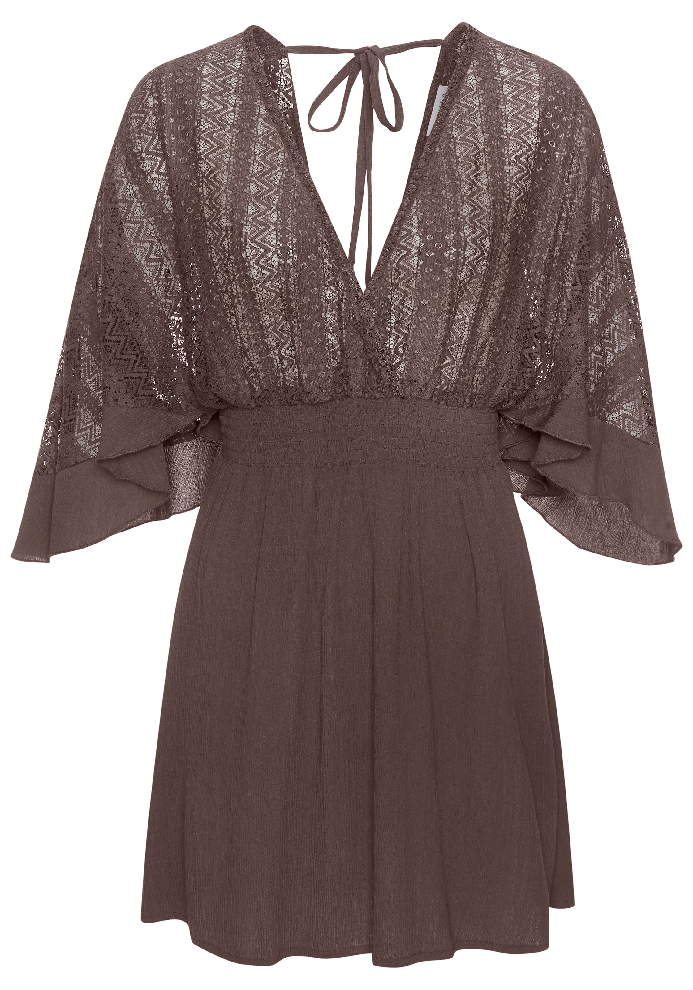 LASCANA Robe tunique mit weiten Ärmeln, aus Spitze, Blusenkleid, Strandmode