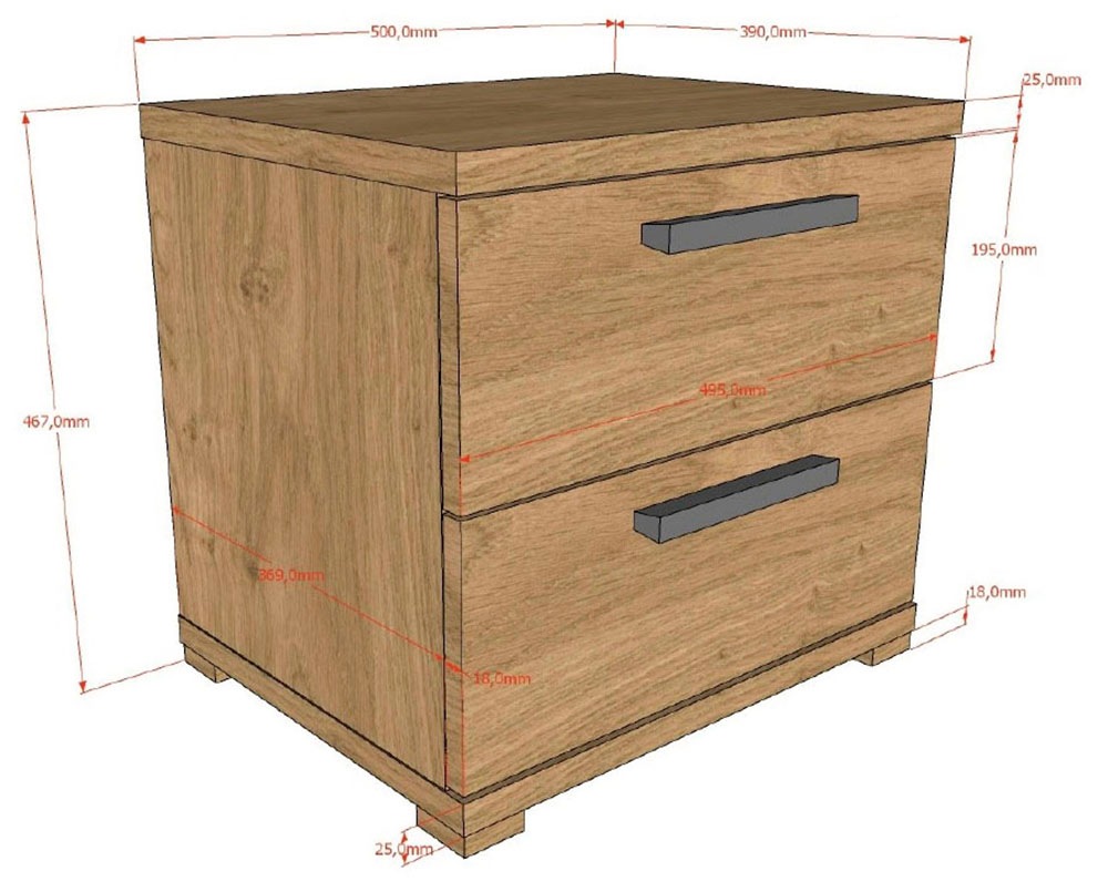 Vipack Set de chambre d'adolescent »SAM - Bett, Nachtkonsole, Kleiderschrank 3-trg., gradliniges Design« Tiroirs sur coulisses métalliques, armoire 3 portes avec beaucoup de rangement, 3 pièces tlg.