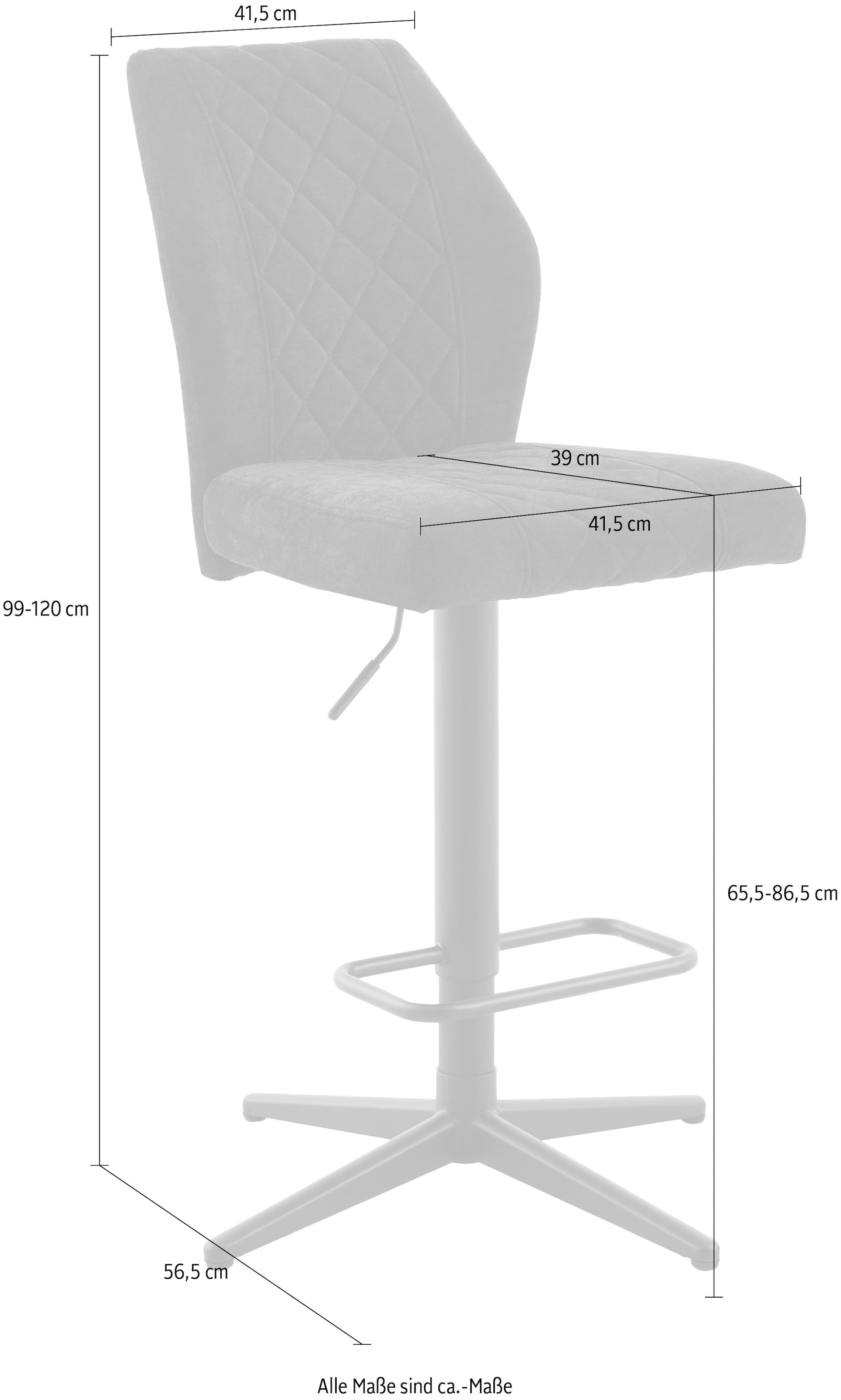 HELA Tabouret de bar »BABSI« Ensemble, 2 cuis tlg. 360° drehbar, höhenverstellbar mit Gasdruckfeder, Sternfuss