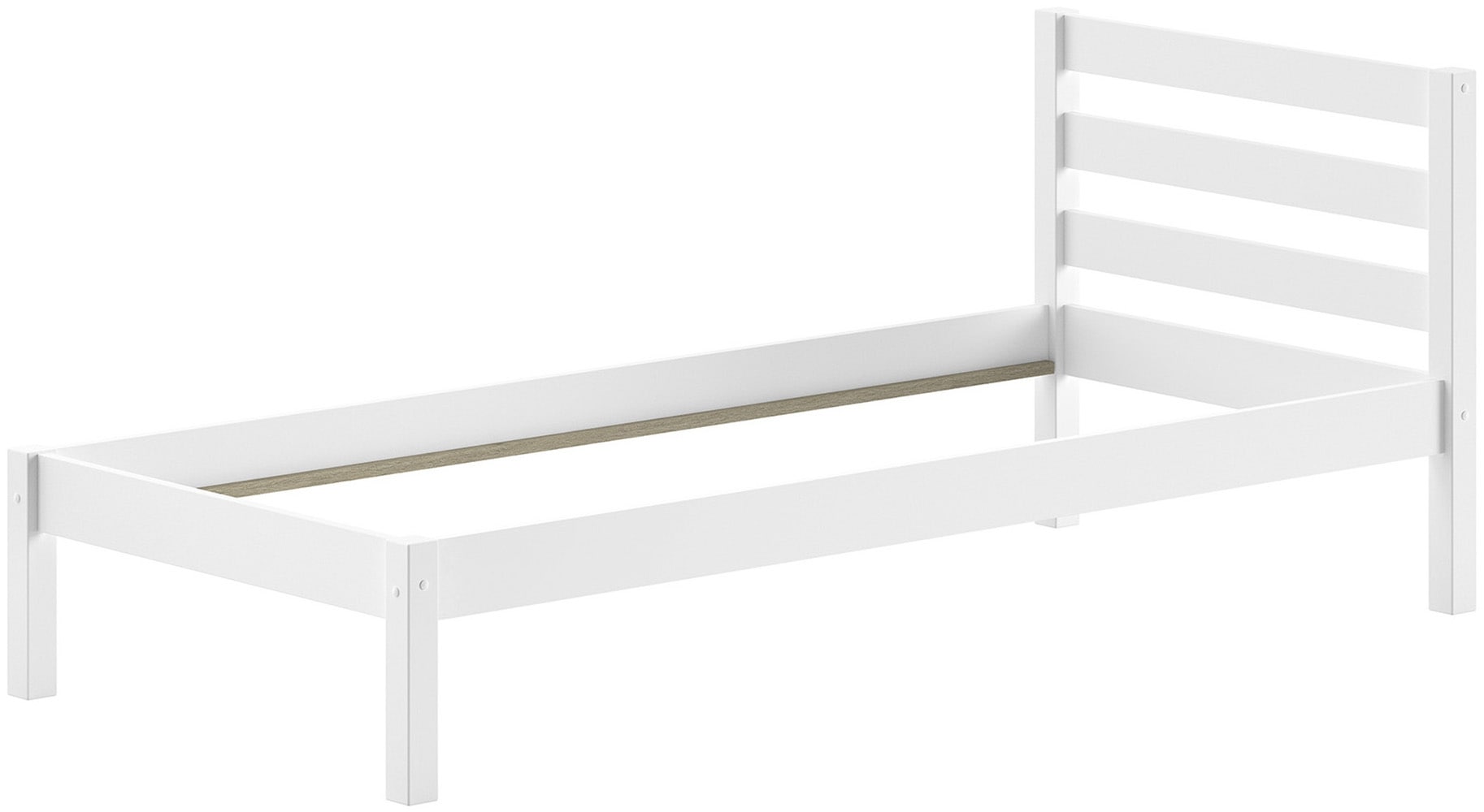 Vipack Lit en bois massif »Pino, universell einsetzbar, gradliniges Design, Made in Europe« L : 211 x H : 84,4 x P : 97,5 cm, surface de couchage 90/200 cm, construction solide,  pin massif, disponible en naturel ou laqué blanc au choix
