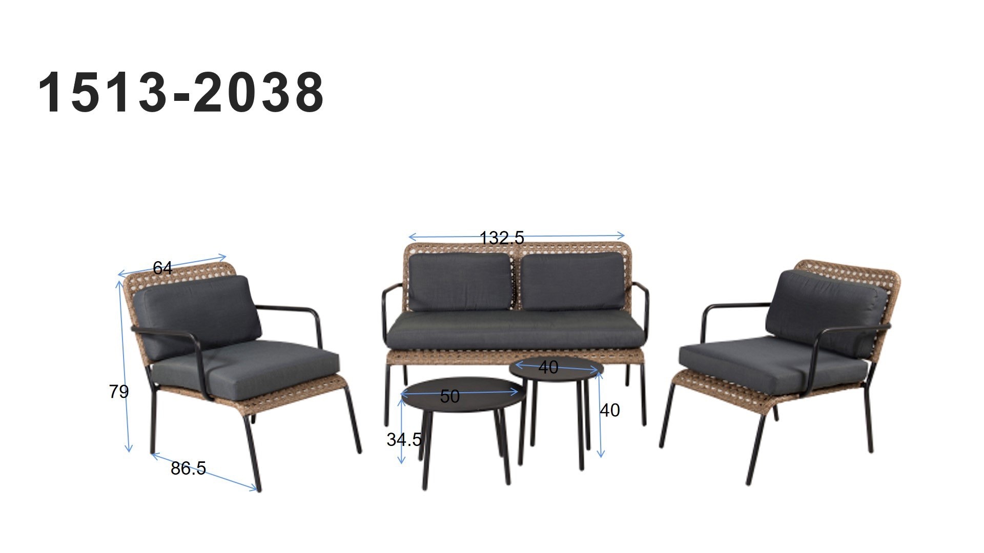 Venture Home Gartenlounge-Set »Paola, grosszügiges Outdoor-Set für hohen Sitzkomfort« 5 tlg. Loungemöbel rund, Stoffbezug, angenehm, wetterfest