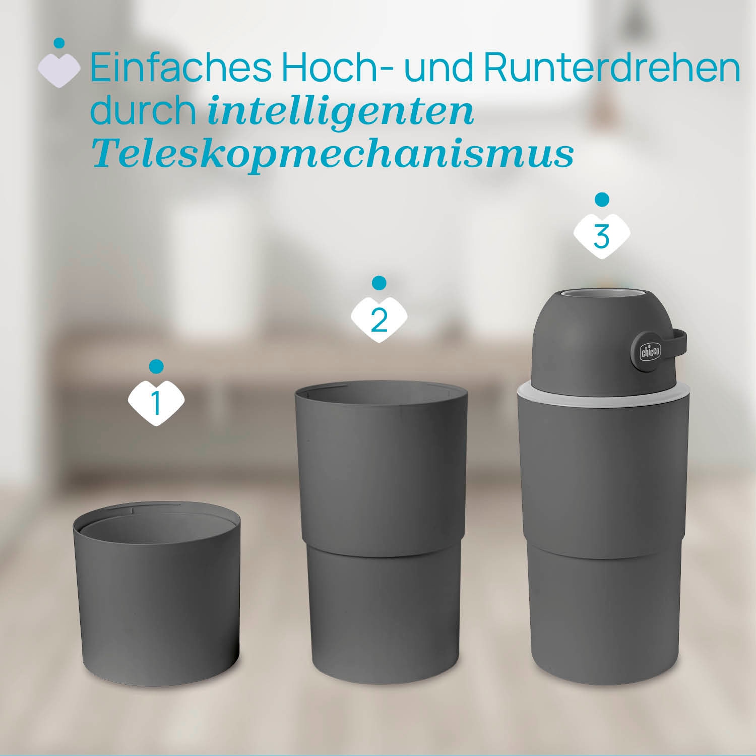 Chicco Windeleimer »Teleskop, Odour off XL« inklusive 1 Pck. Müllbeutel Odour Off und einem Müllbeutelspender