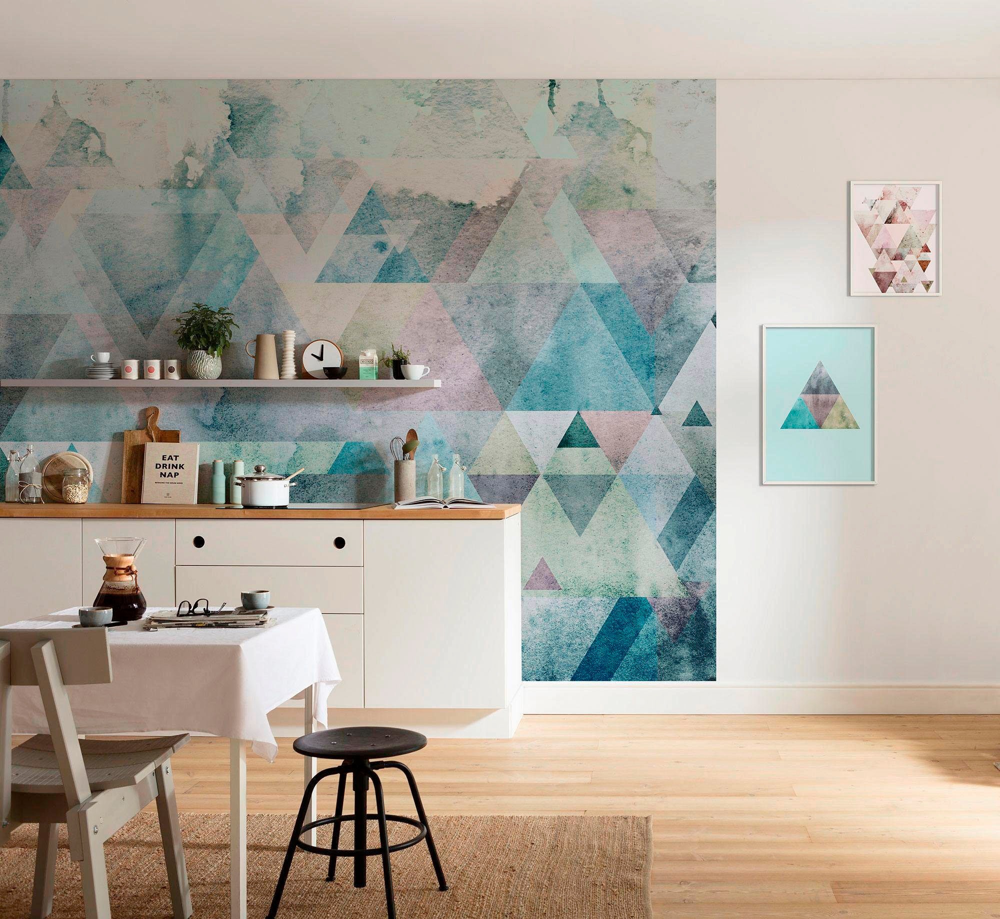Komar Bild »Triangles Top Blue« Formen | Kunst 1 Stk. tlg. Wandbild zur Dekoration - ohne Rahmen