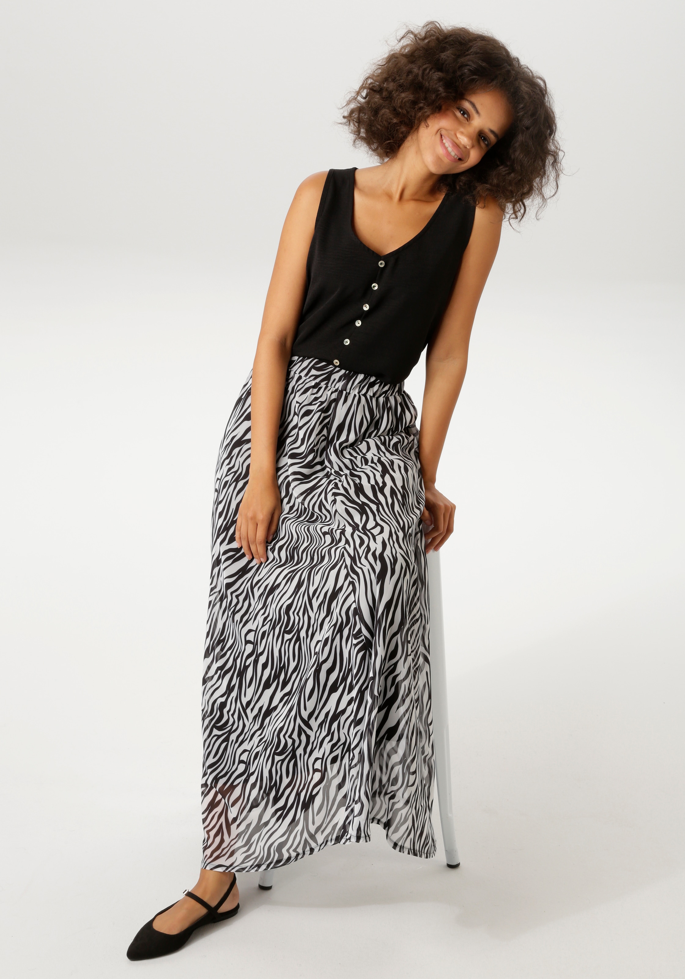 Aniston CASUAL Top chemisier in Leinen-Optik - NEUE KOLLEKTION