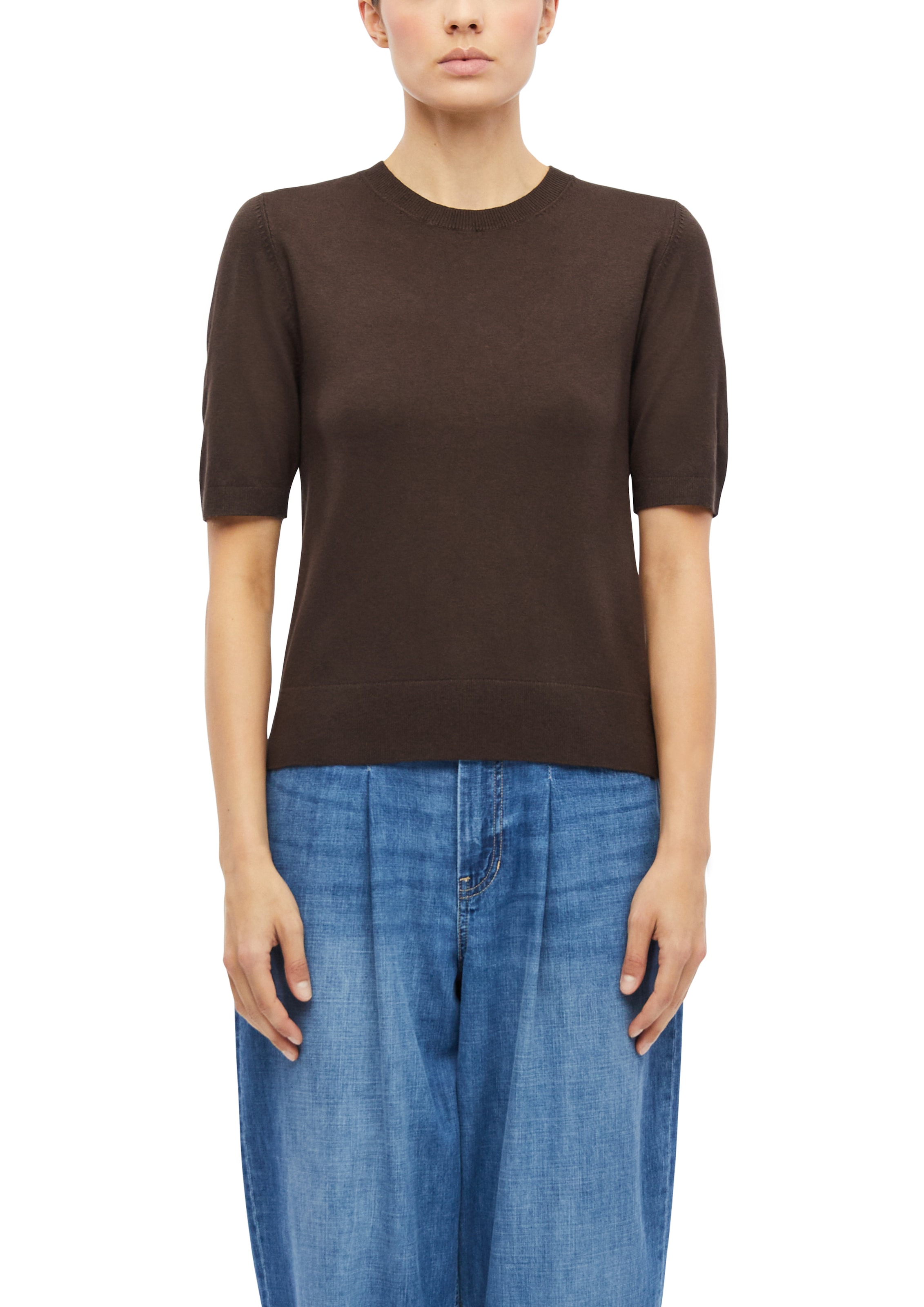 s.Oliver Rundhalspullover Halbarm Sommer-Strickpullover aus Viskose