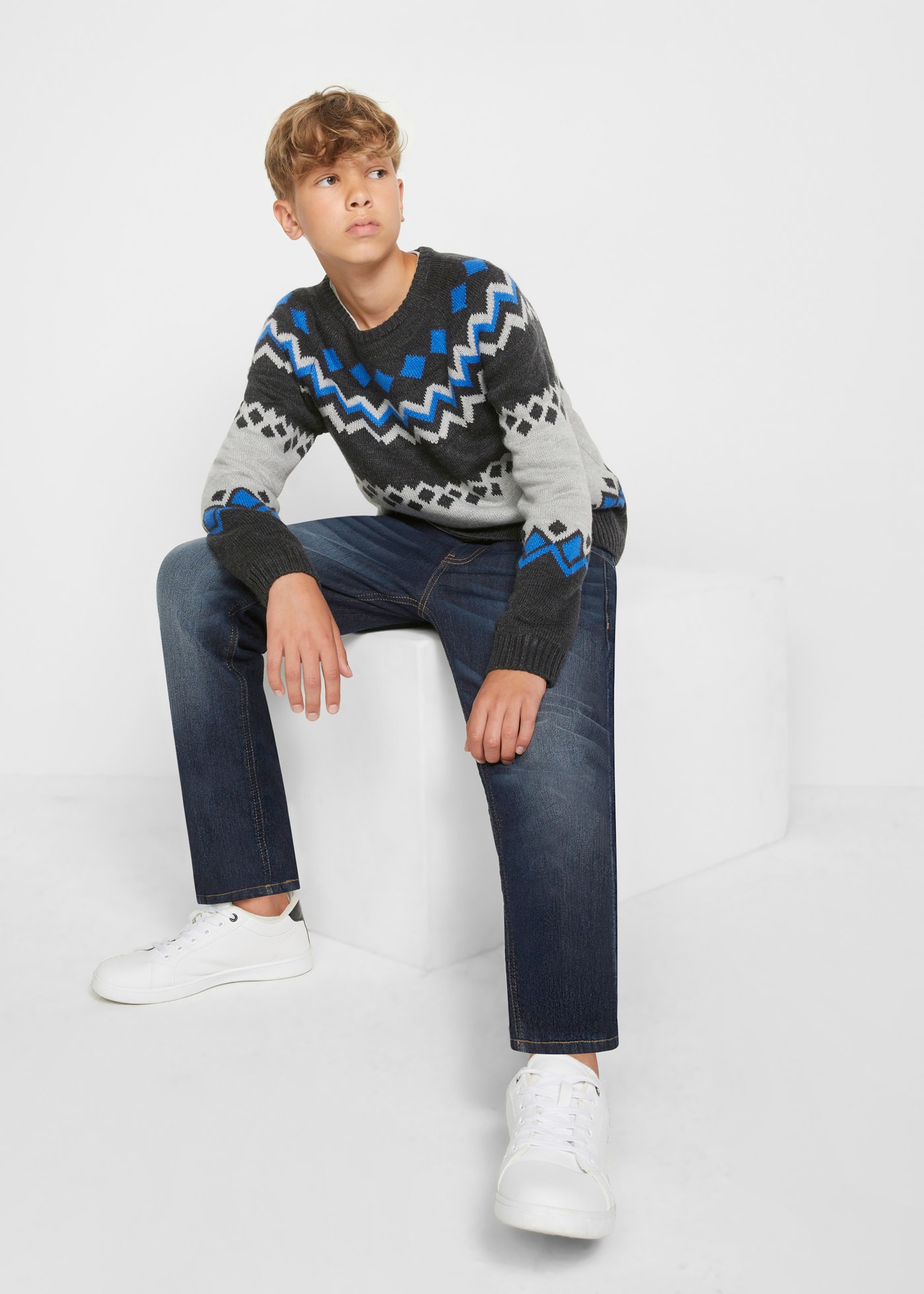 bonprix Jeans slim mit Fleecefutter, verstellbarer Bund