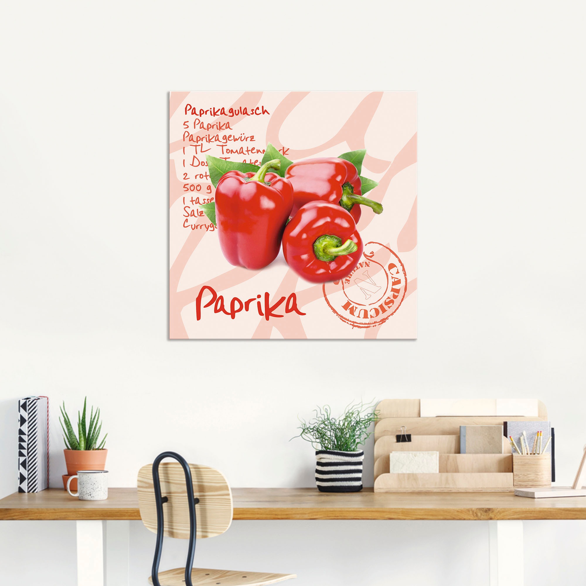 Artland Alu-Dibond-Druck »Paprika liegt auf weissen Untergrund« Lebensmittel 1 Stk. tlg. für Innen- und Aussenbereich geeignet, Outdoorbild