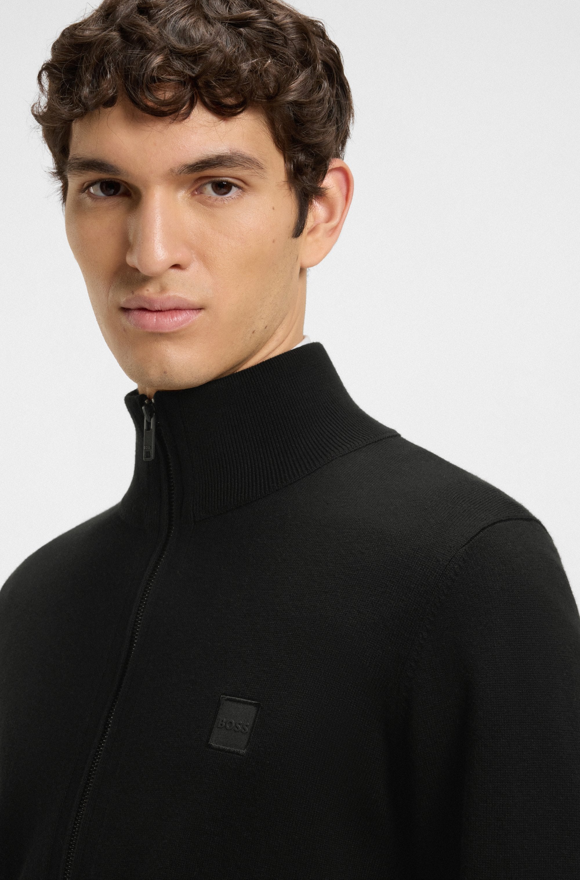 BOSS ORANGE Strickjacke »Kanozip« mit Reissverschluss