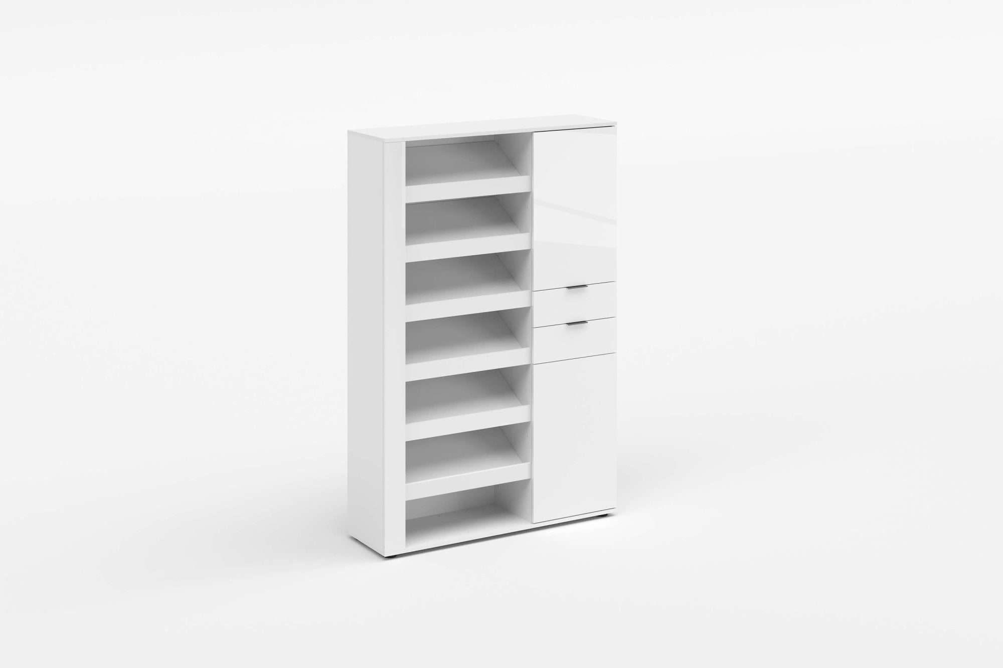 Home affaire Schuhschrank »BOOST, Schuhschrank,Schuhregal, Breite 120 cm, LED optional bestellbar« 1 Stk. tlg. Hochglanz lackiert mit 7 offenen Fächern, 2 Türen und 2 Schubkästen