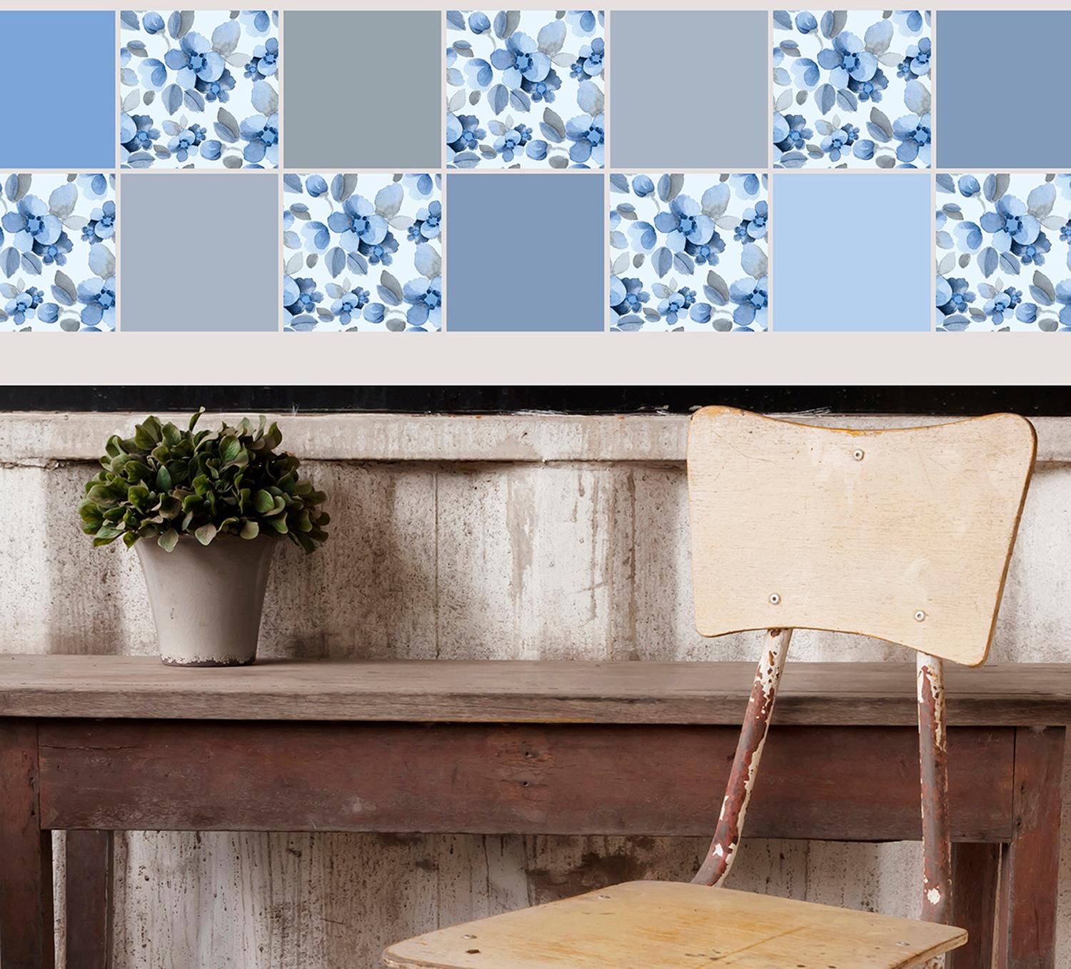 queence Autocollants pour carrelage »Blumen« Stickerfliesen, selbstklebend, Sticker, 12er Set