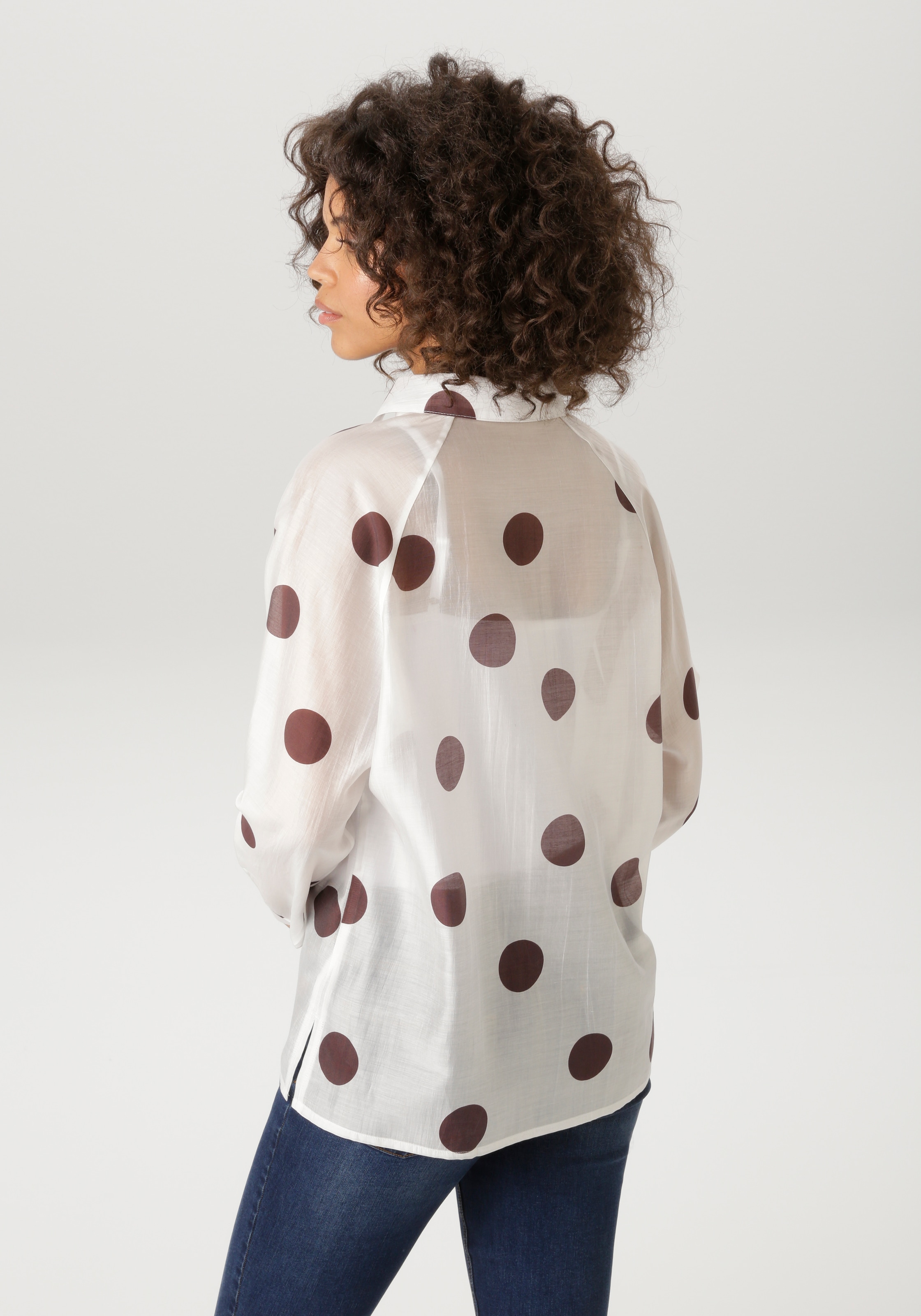 Aniston CASUAL Blouse chemise mit Punkten bedruckt - jedes Teil ein Unikat - NEUE KOLLEKTION