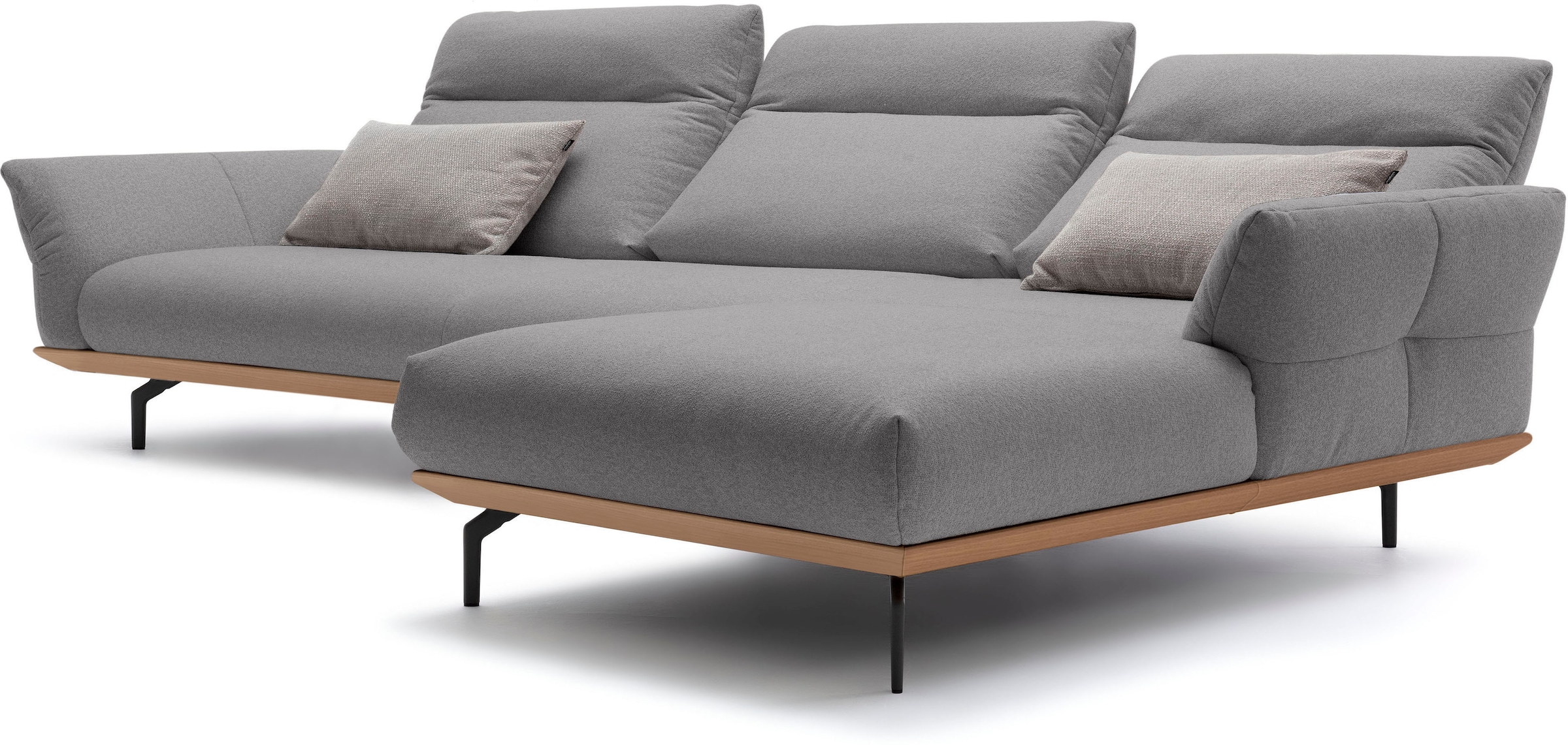 Creation BY ROLF BENZ Canapé d'angle »CR.460, Design-Sofa der Extraklasse, verstellbare Rückenlehne, L-Form« socle en chêne, pieds d'angle en gris ombre, largeur 338 cm