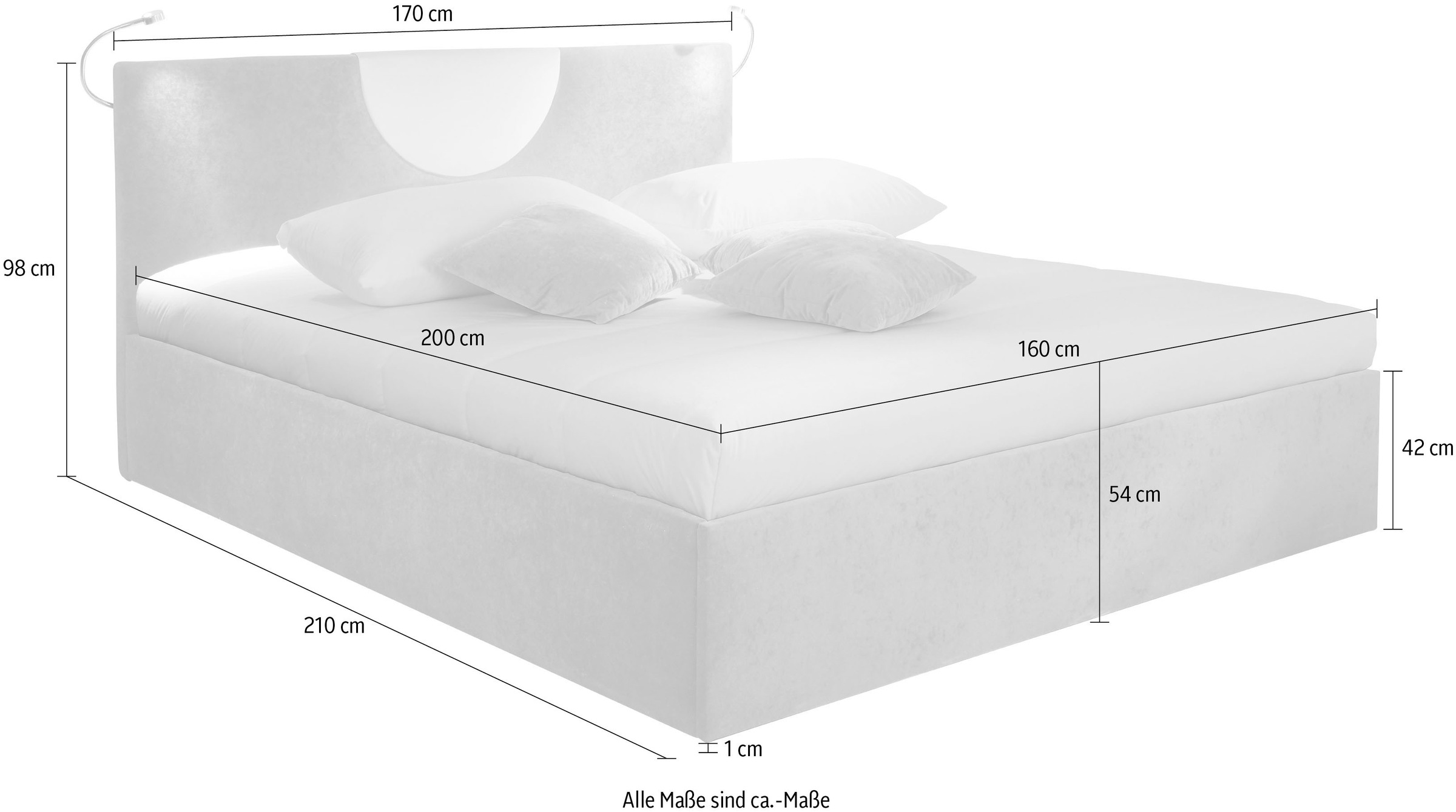 Westfalia Schlafkomfort Lit rembourré »Pisa in verschiedenen Härtegraden und Grössen« wahlweise mit oder ohne Bettkasten