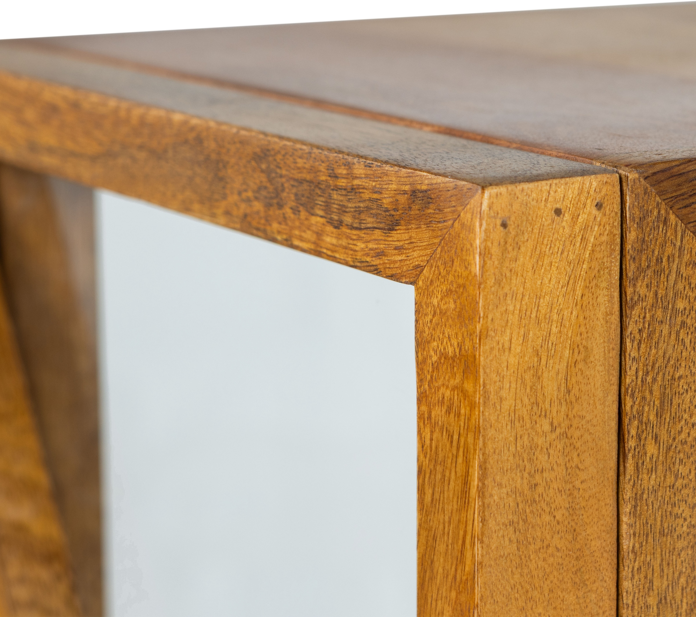 WOOOD Vitrines »Kella Mangoholz mit Glastüren und Glaseinlegeböden 40 x 39 x 137 cm« Capacité de charge 5–7 kg par tablette en verre, fixation murale recommandée