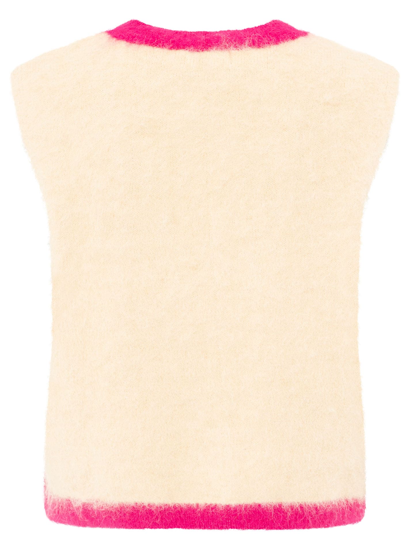Zwillingsherz Gilet tricoté »"ZH Patch"« Bords colorés, patch logo, avec boutons, col rond