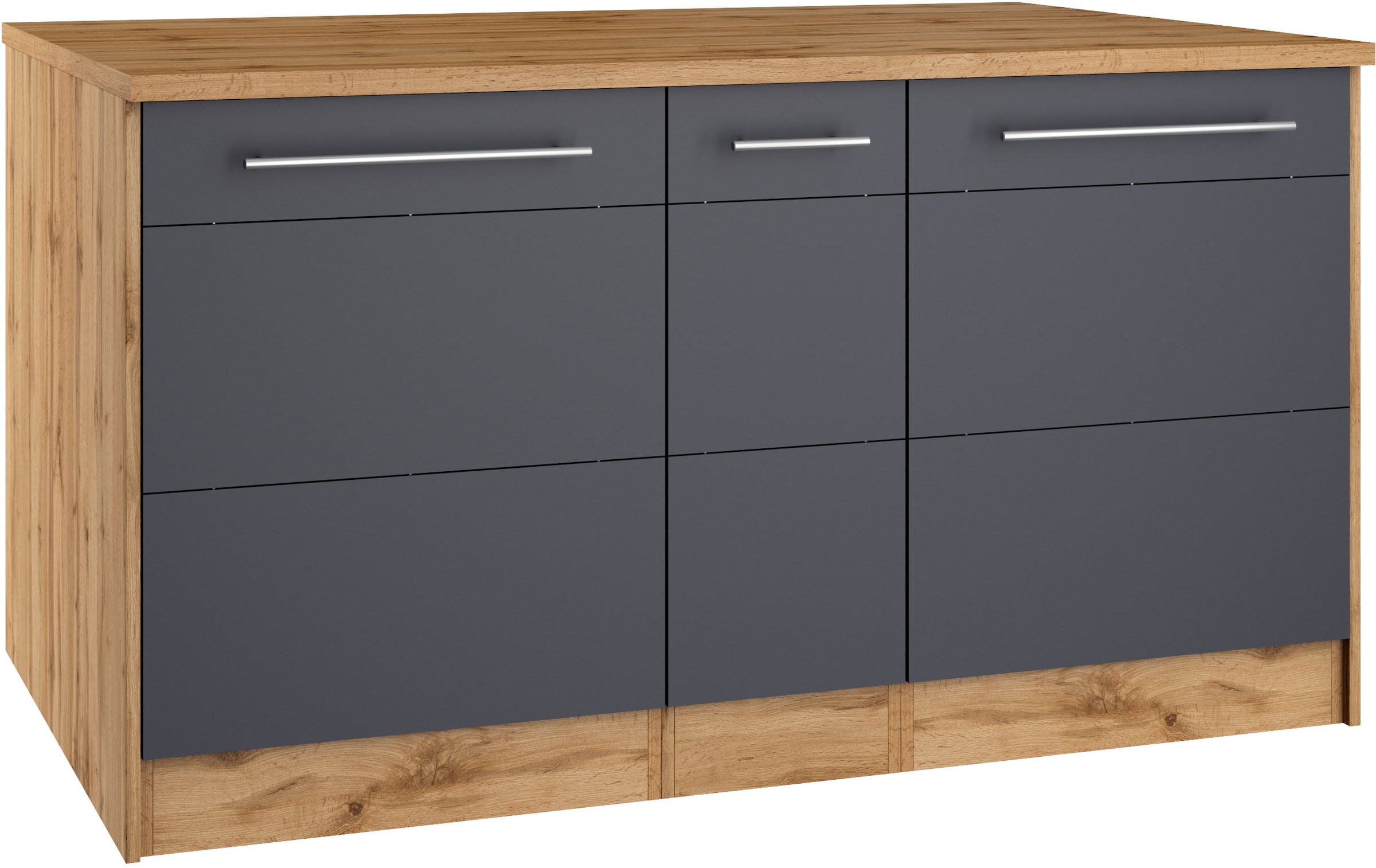 KOCHSTATION Ilot de cuisine »KS-Wien« largeur 153 cm, façades MDF, casier à bouteilles