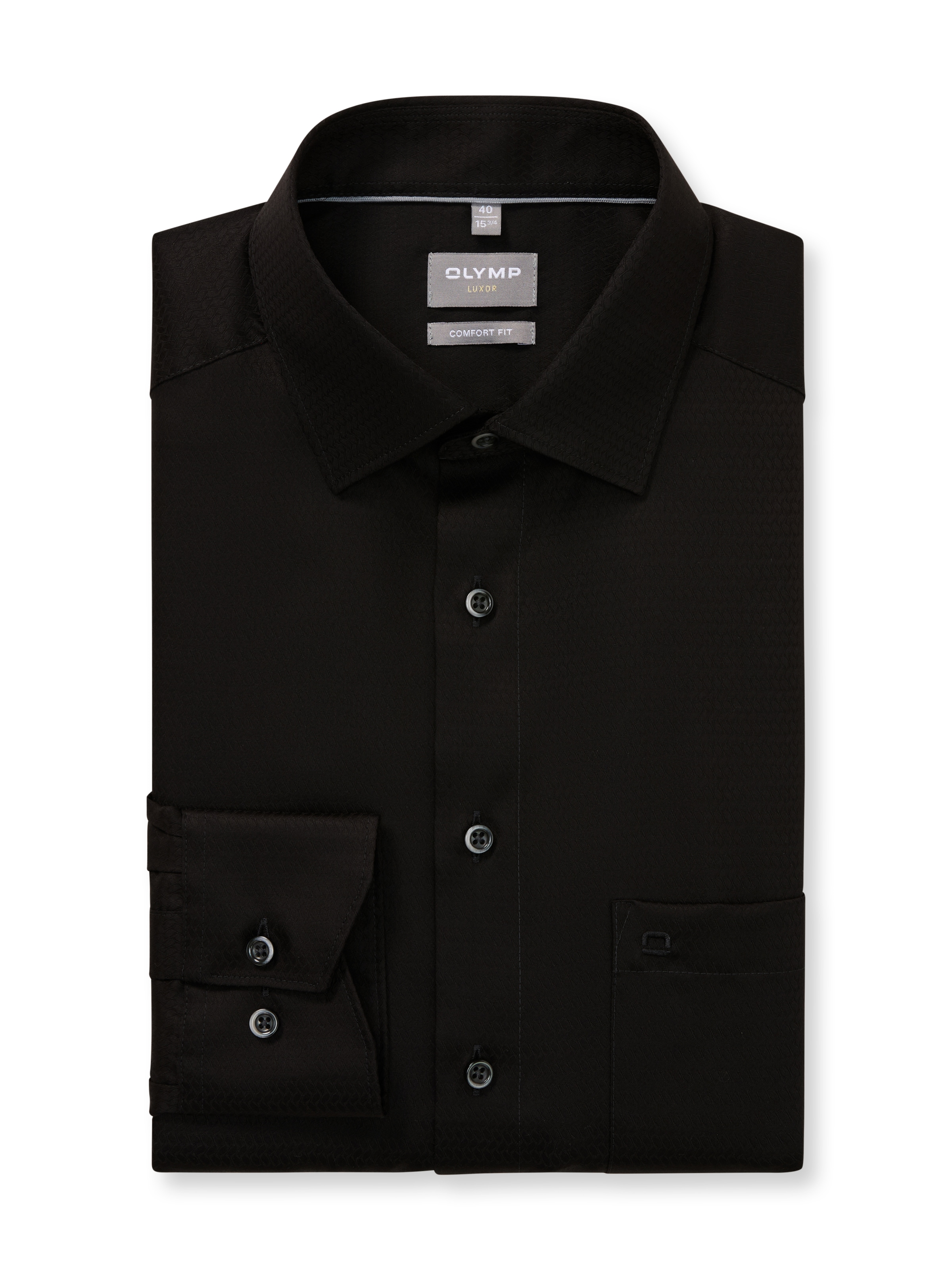 OLYMP Langarmhemd »Luxor comfort fit« Struktur - Satin, comfort fit, Businesshemd, New-Kentkragen