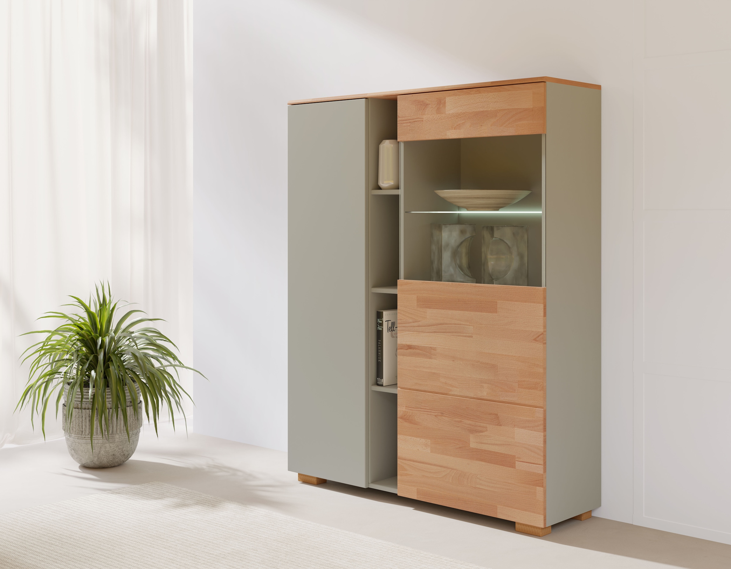 GOODproduct Buffet haut »Citra teilmassiv« Höhe 145cm, moderne grifflose Optik mit push to open Funktion