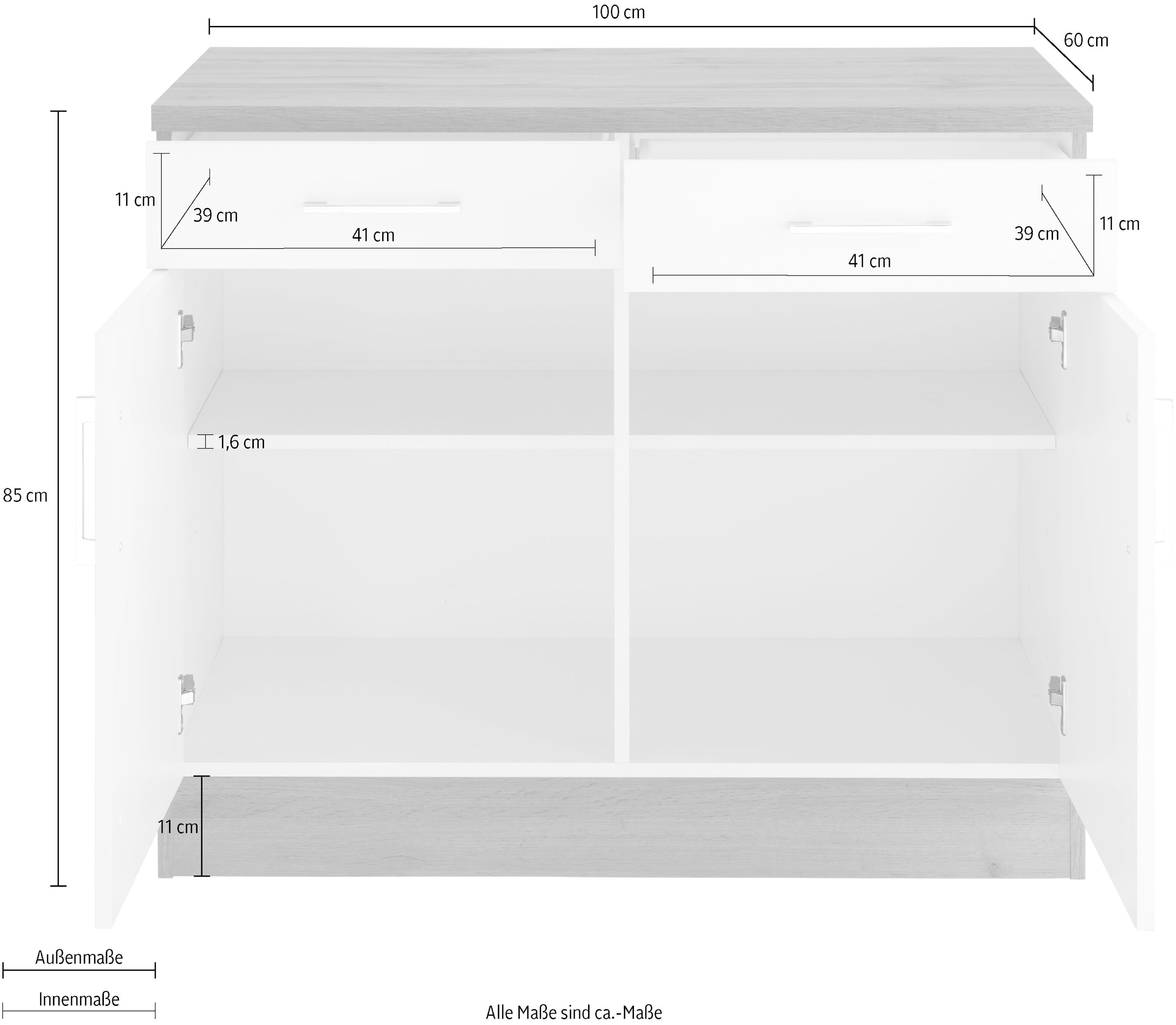 KOCHSTATION Unterschrank »KS-Colmar« 100 cm, mit Metallgriff, für viel Stauraum