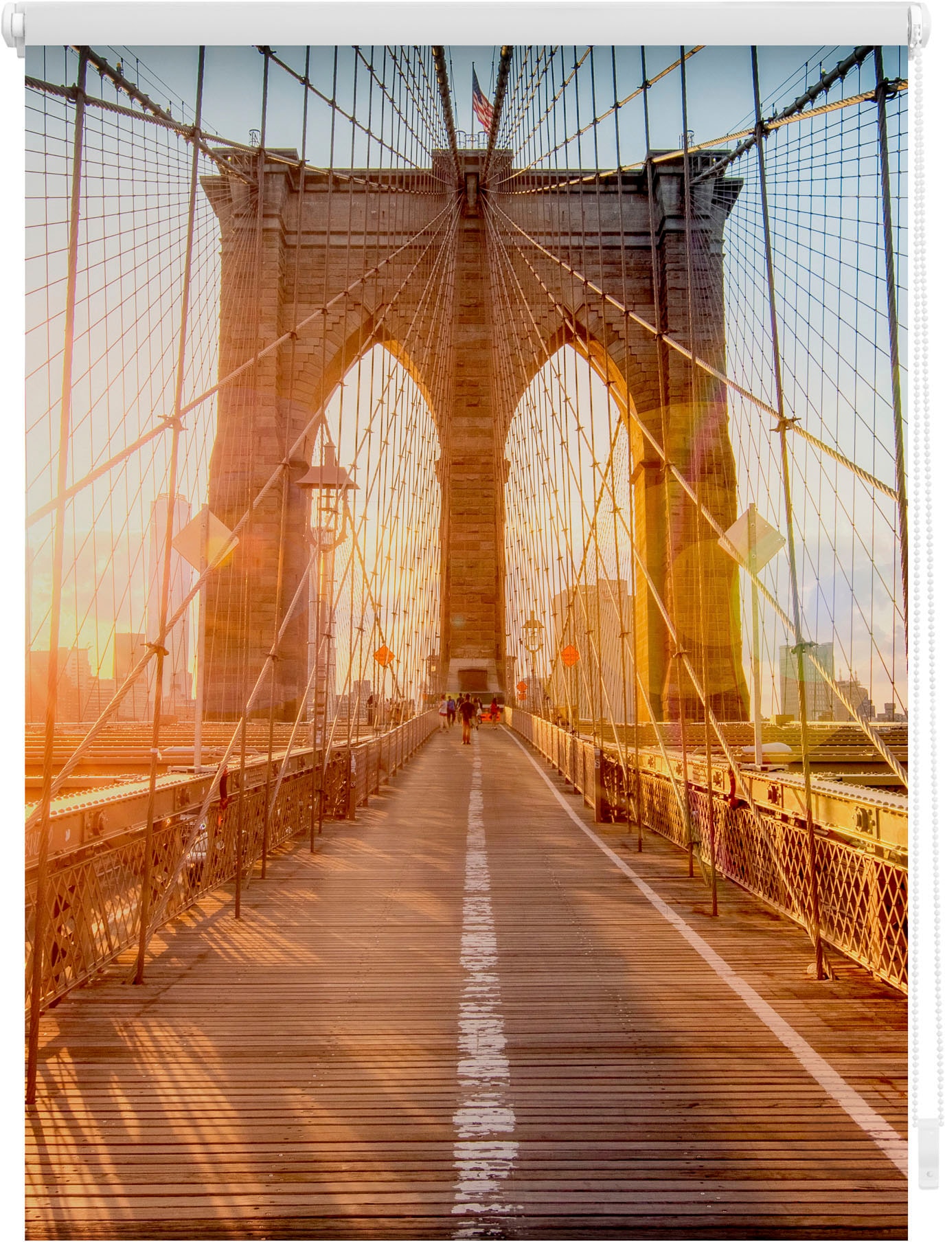 LICHTBLICK ORIGINAL Seitenzugrollo »Rollo Klemmfix, ohne Bohren, Verdunkelung, Brooklyn Bridge - Orange« verdunkelnd Verdunkelung | energiesparend freihängend
