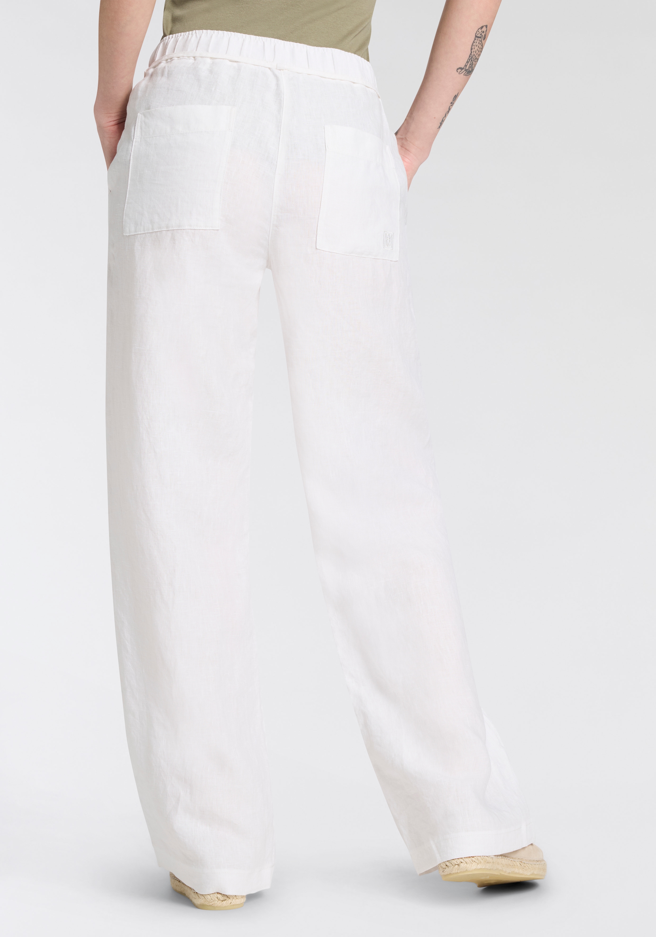 MAC Pantalon en lin »CHIARA BELT«  pantalon d'été coupe large, jambe droite et ample