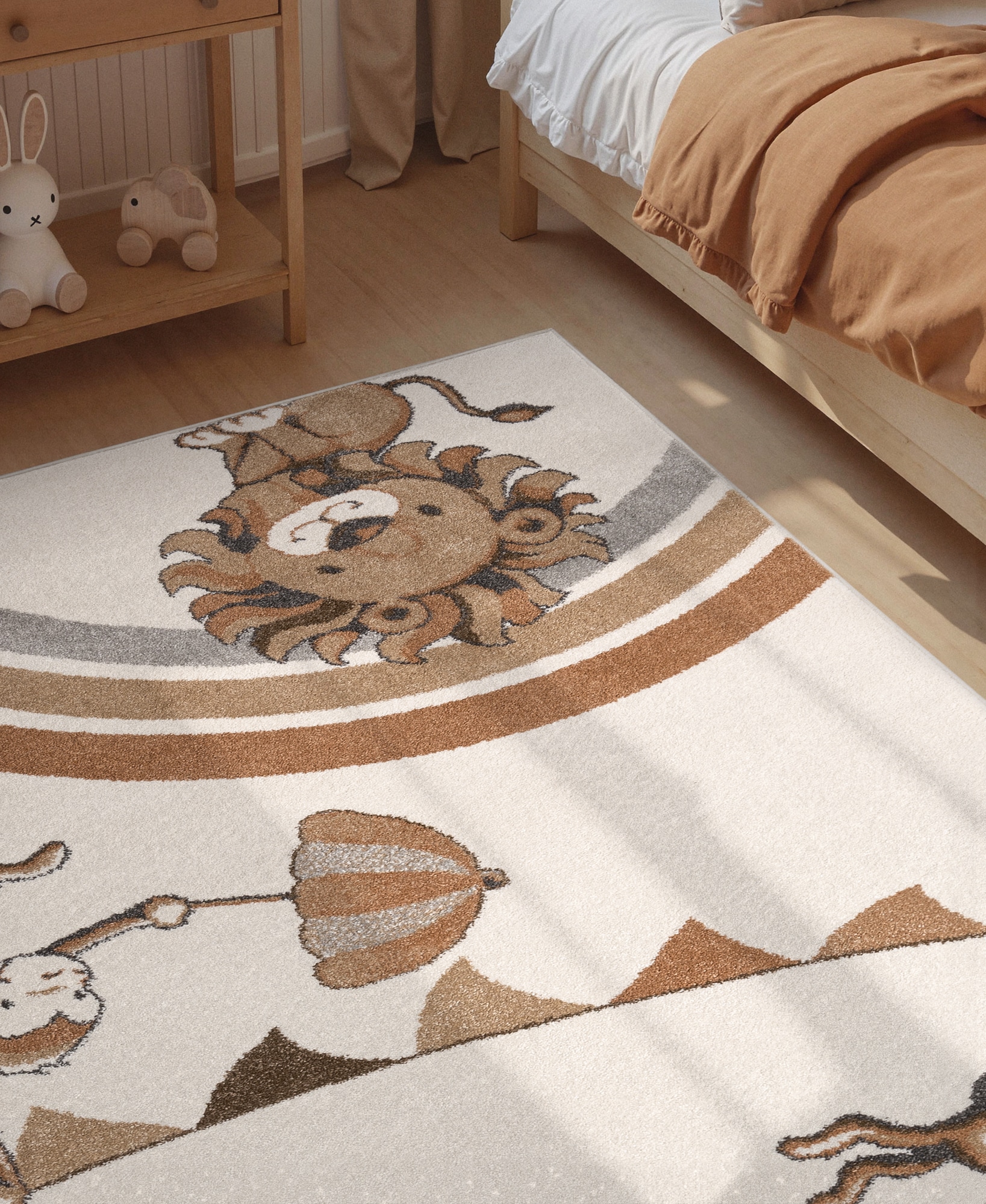 Villeroy & Boch Tapis pour enfants »Roar like a Lion Rainbow Party Teppich« Rectangulaire 9 mm Höhe Spielteppich weich, Kinderzimmer, Boho Kids Spielunterlage, Tieremotiv