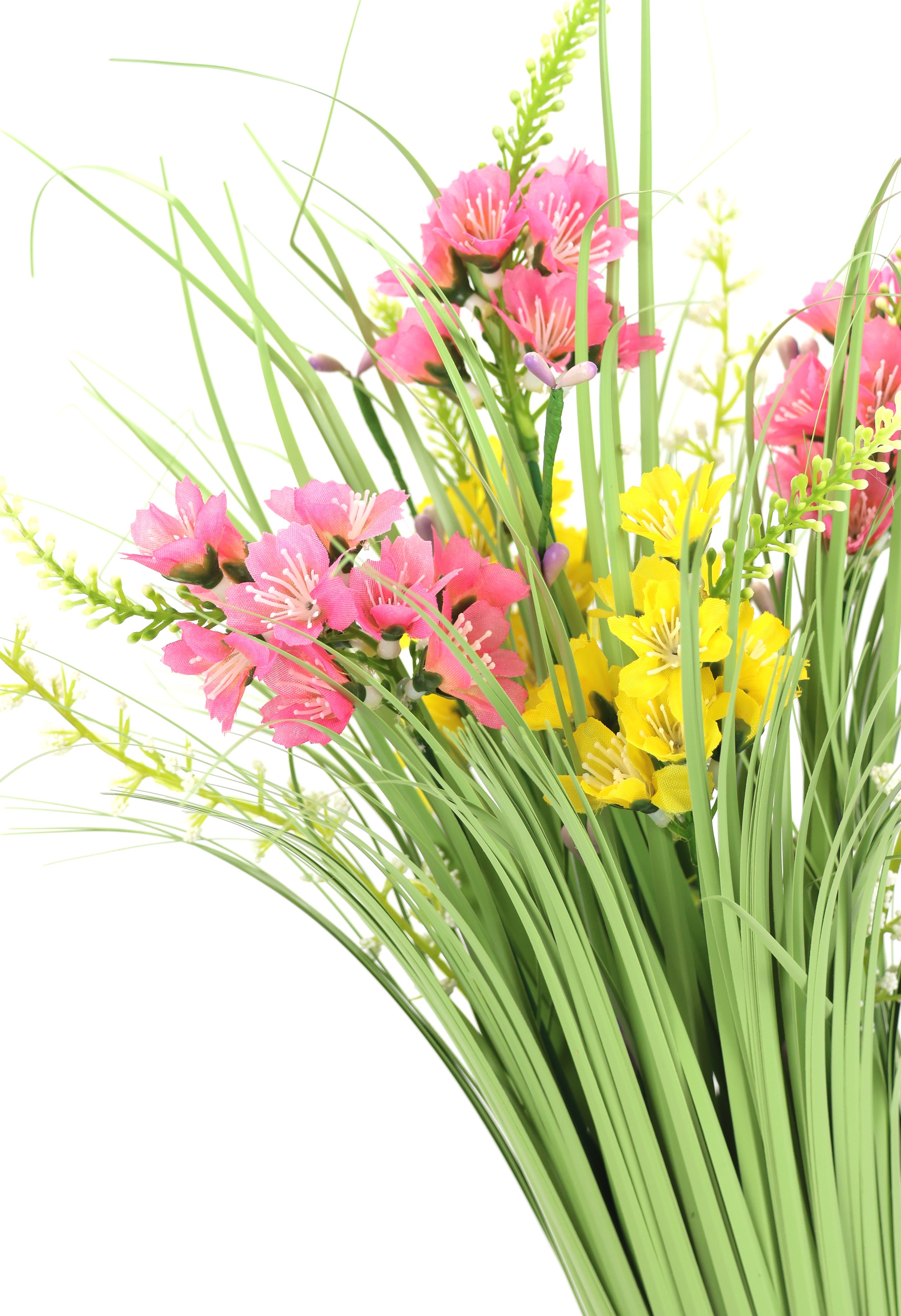 I.GE.A. Kunstgras »Grasbund mit Blüten« Deko Grasbusch Gräser Kunstblume Kunstpflanze Künstliche Pflanze