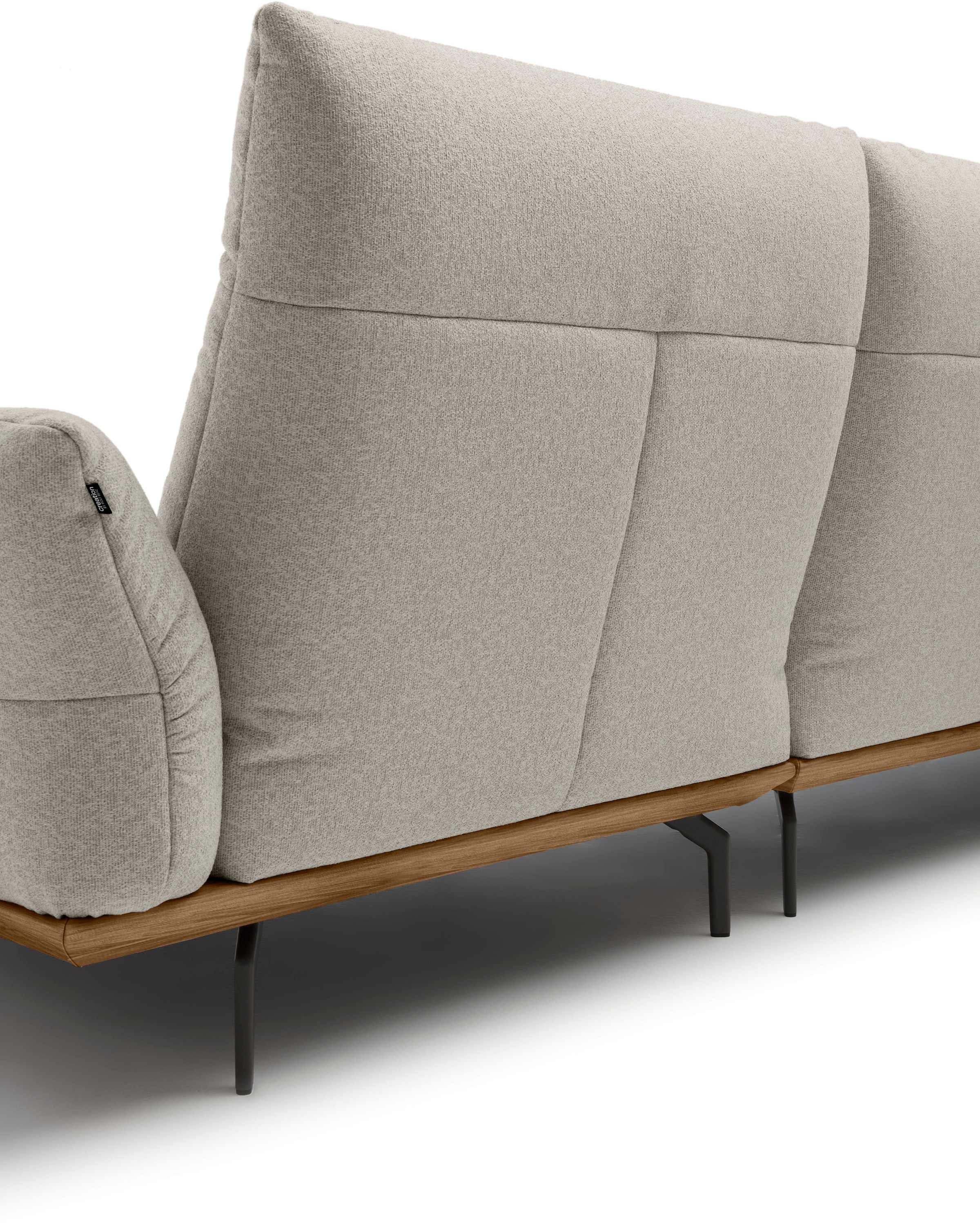 Creation BY ROLF BENZ Canapé d'angle »CR.460 Design-Sofa der Extraklasse, verstellbare Rückenlehne, L-Form« socle en noyer, pieds d'angle en gris ombre, largeur 318 cm