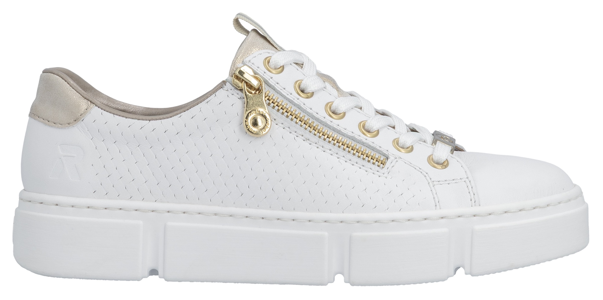 Rieker Baskets à plateforme  mit goldfarbenen Details, Freizeitschuh, Halbschuh, Schnürschuh