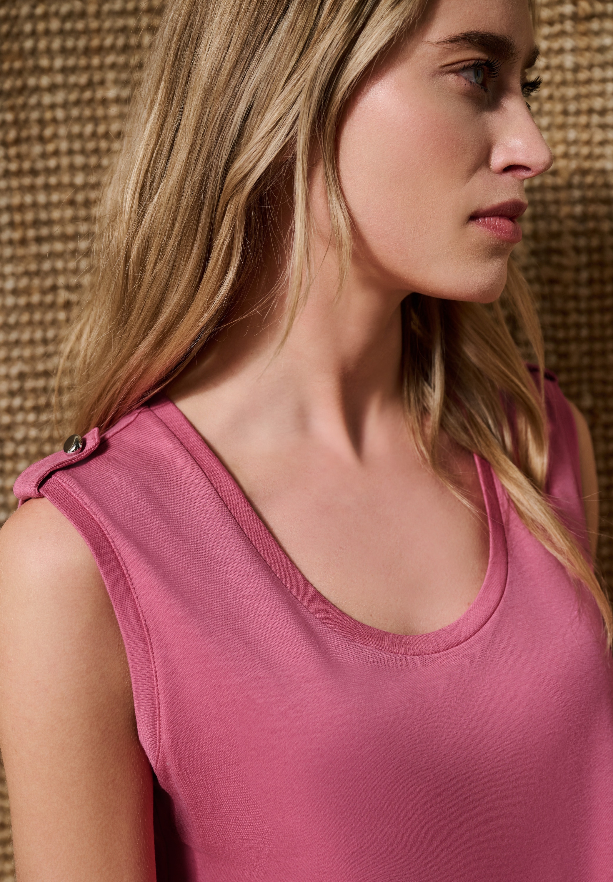 STREET ONE Haut de chemise top d'été avec col en V et détail à boutons