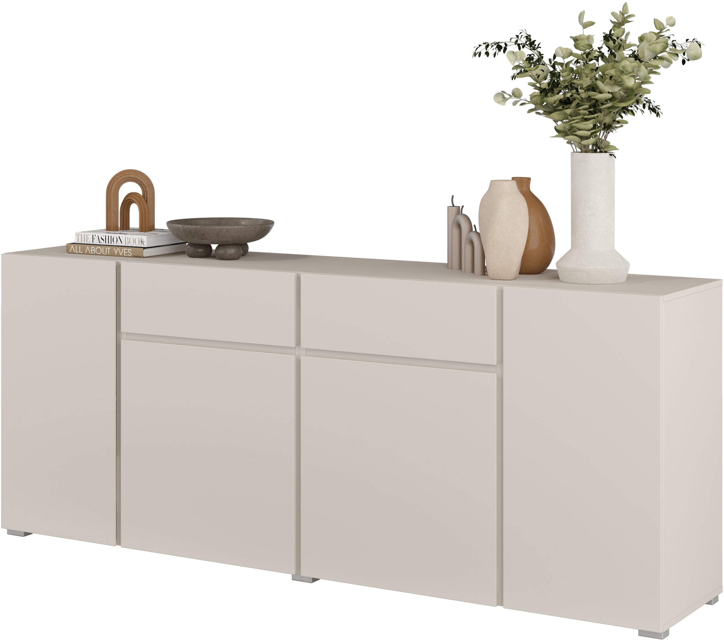GOODproduct Sideboard »Metric,Breite 195 cm, grifflose Kommode 4 Türen/2 Schubkästen« Schubladenschrank mit viel Stauraum, Einlegeböden verstellbar