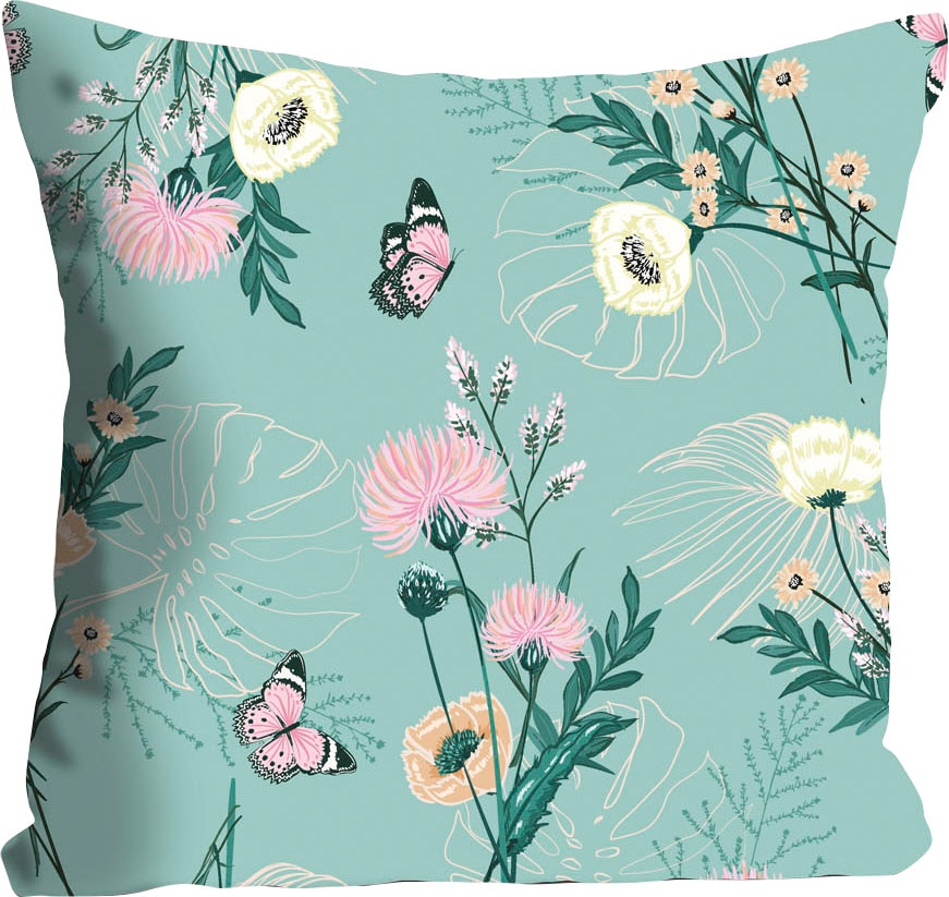 queence Dekokissen »Noemi« mit Schmetterlingen auf Blumen