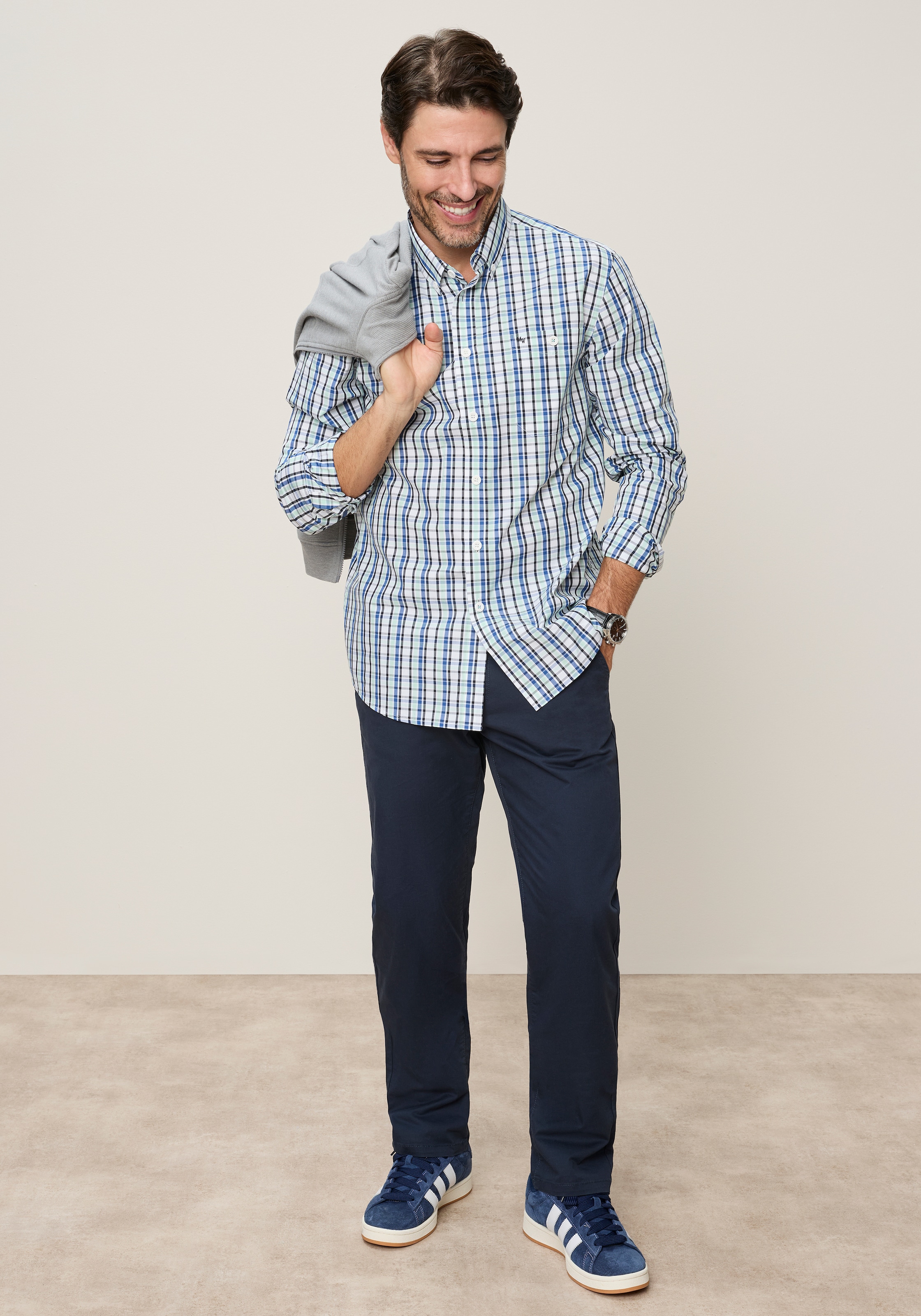 Man's World Fleecepullover , mit hoch geschlossenem Ausschnitt, melierte Optik, sportlicher Stil
