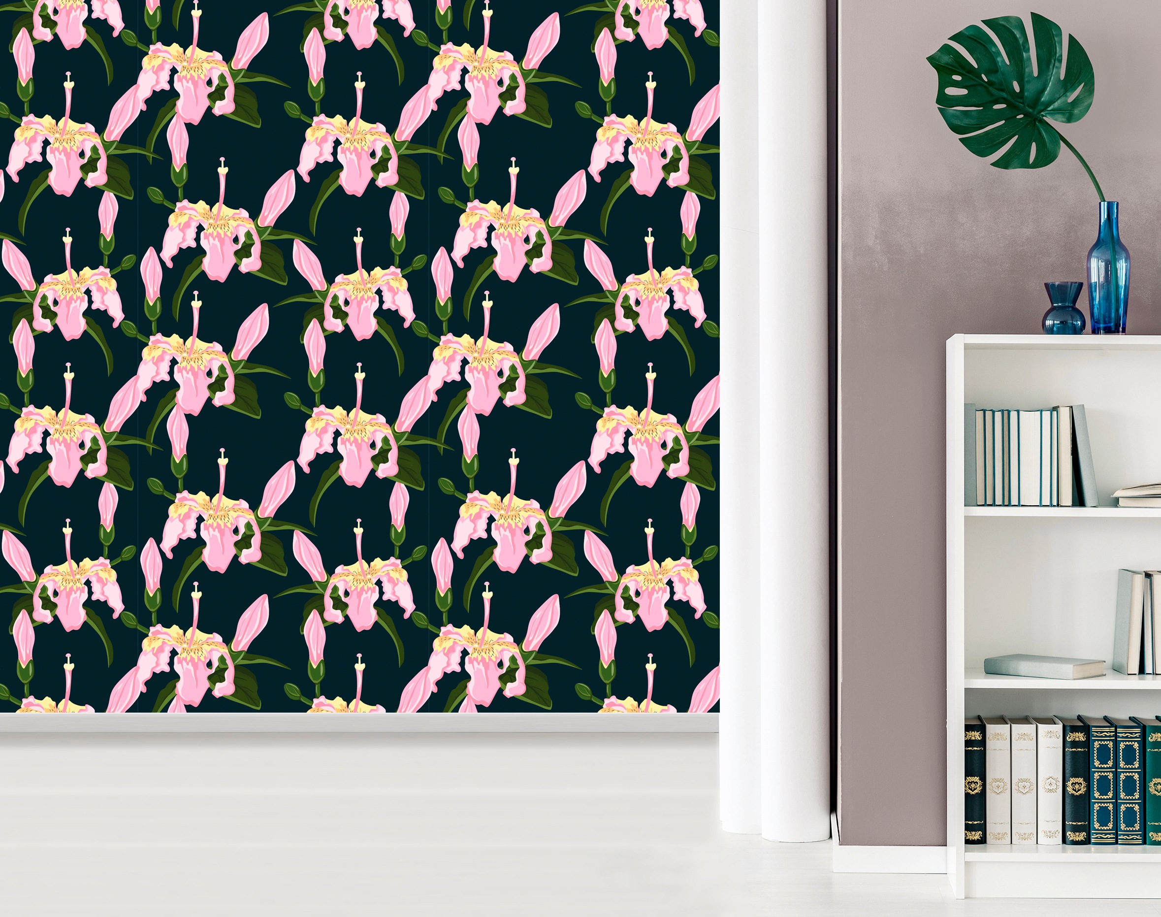 queence Vinyltapete »Hermine« Motiv | bedruckt | botanisch | floral | gemustert | natürlich glatt 90x250cm, selbstklebend, kinderleichte Anbringung, , Sticker