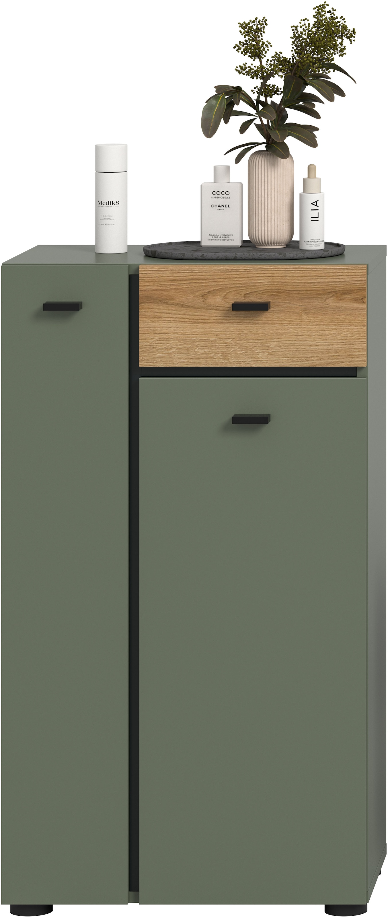 welltime Midischrank »VANN, Höhe 91cm, 2 Türen, 1 Schubkasten, 7 Fächer, viel Stauraum« individuell mit weiteren Artikel der Serie VANN kombinierbar,  Standschrank, Kommode, Schrank, Badschrank, Universalschrank, Bad