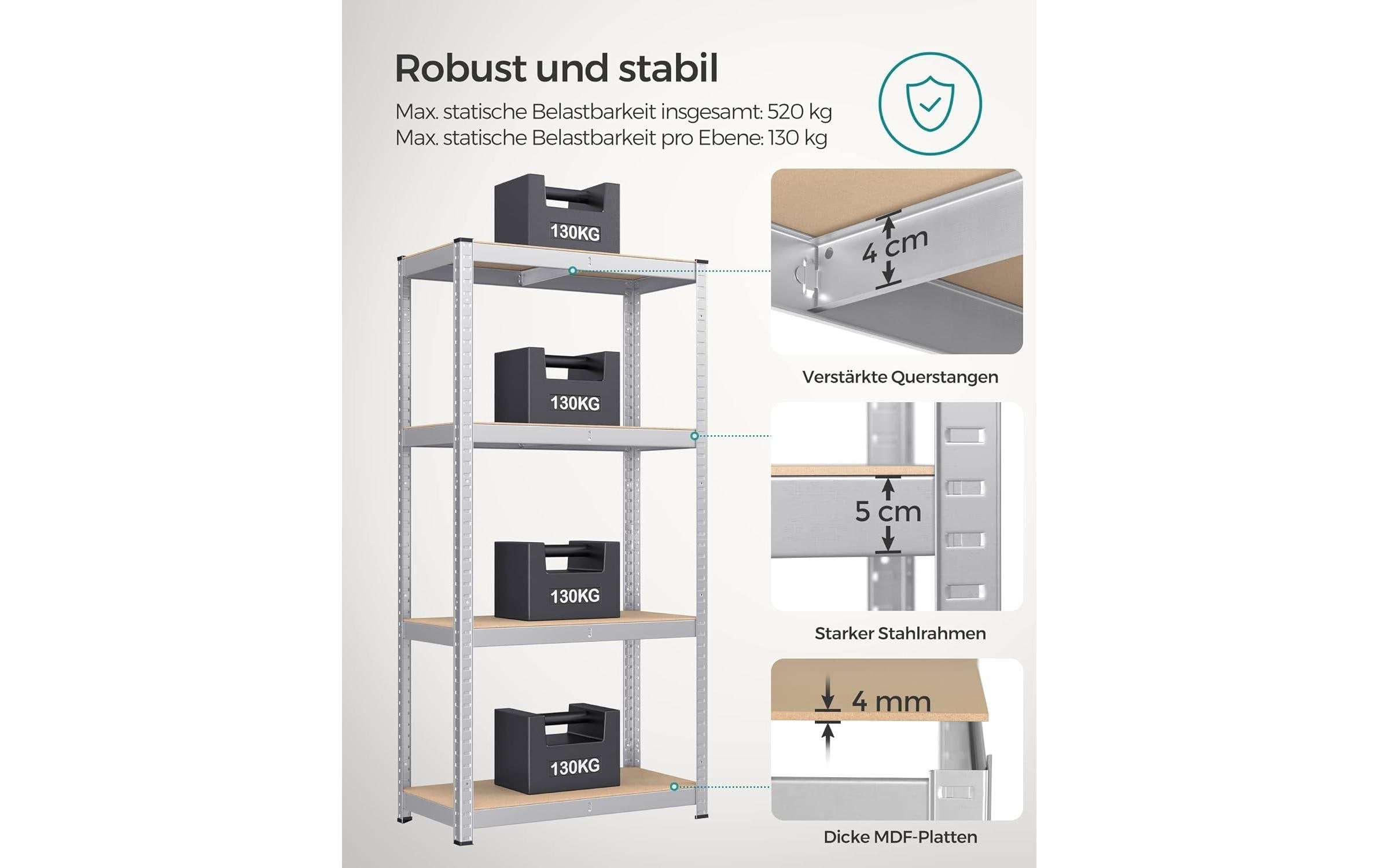 SONGMICS Schwerlastregal »2er-Set mit 4 Ablagen« 2 Stk. tlg. Schwerlastregal