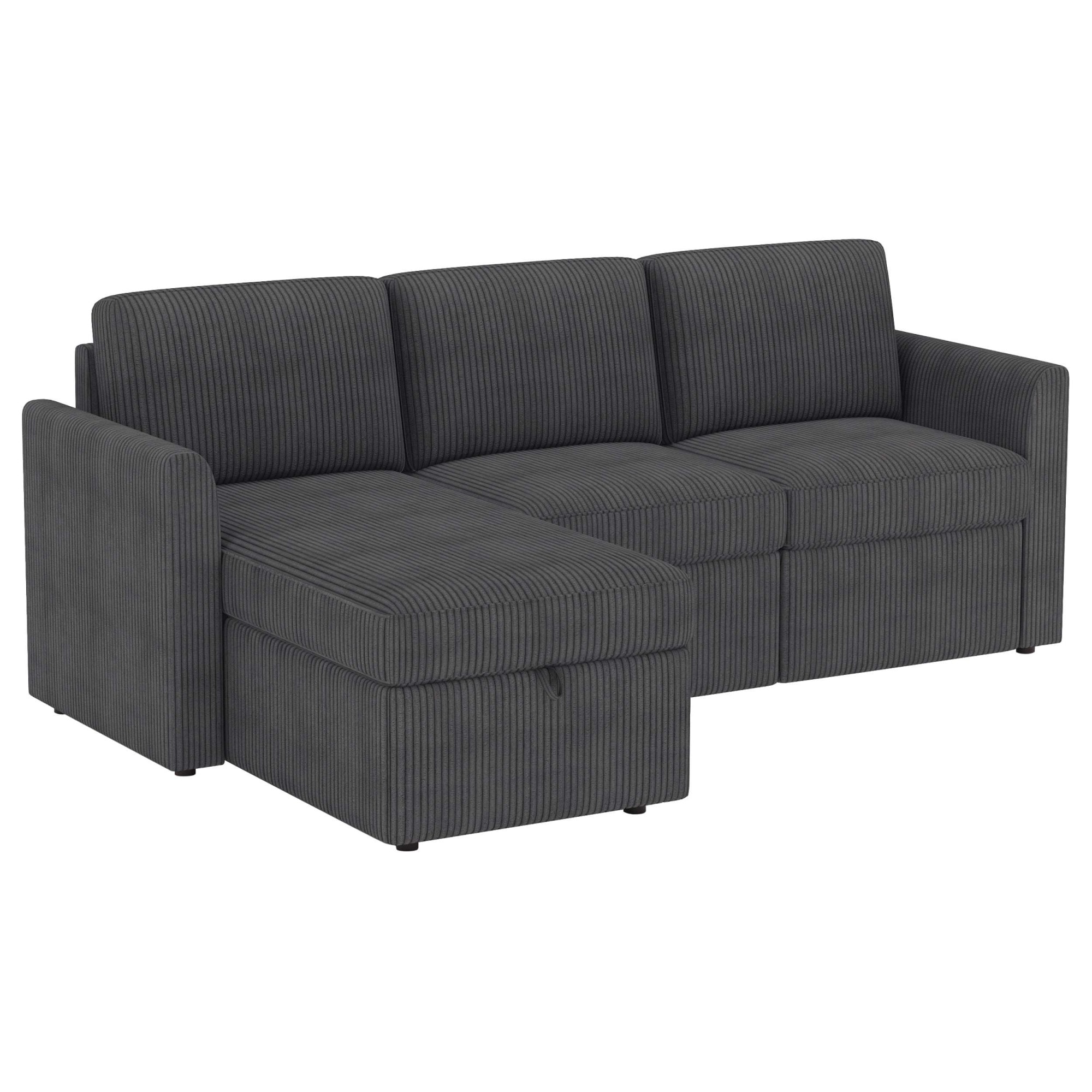 Dorel Home Canapé d'angle »NORDHUS, L-Form, 200 cm, Recamiere rechts/links montierbar« avec rangement, revêtement en velours côtelé doux