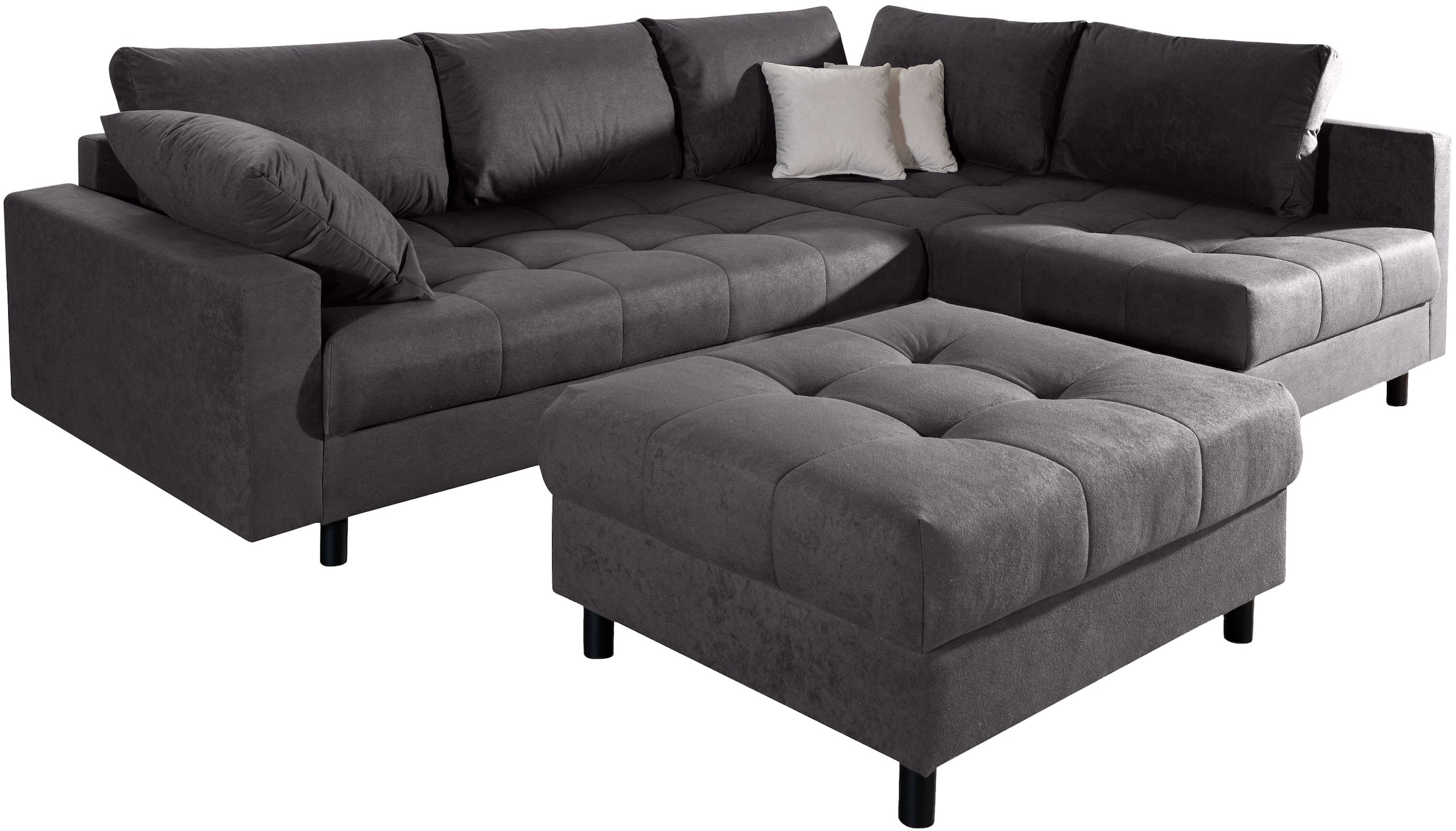 COLLECTION AB Canapé d'angle »Toni L-Form 274 cm« Set : canapé & pouf, 2 coussins décoratifs, ressorts Bonell