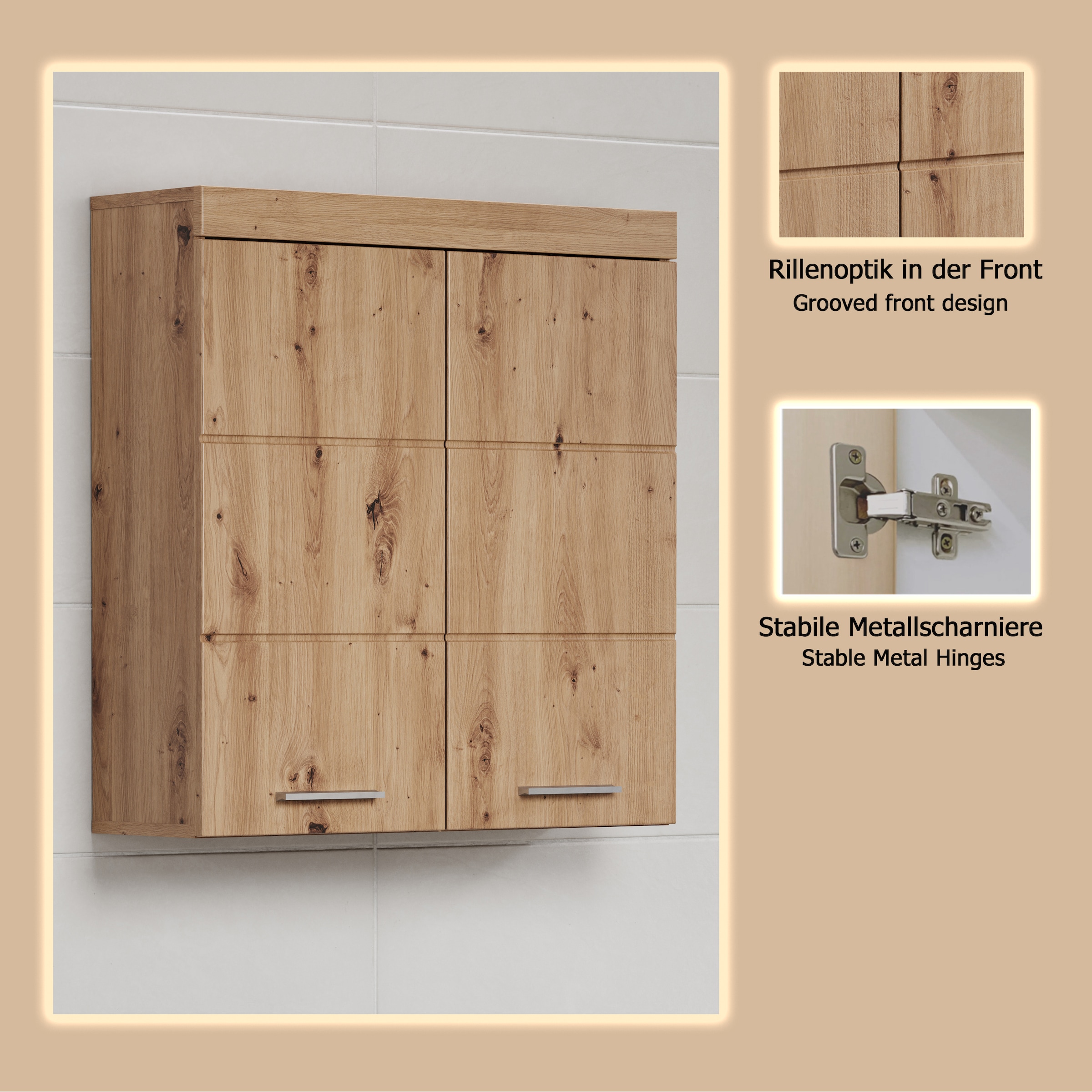 welltime Hängeschrank »Avena« Badschrank breit mit verstellbaren Böden - Masse (B/T/H) 73/23/77 cm