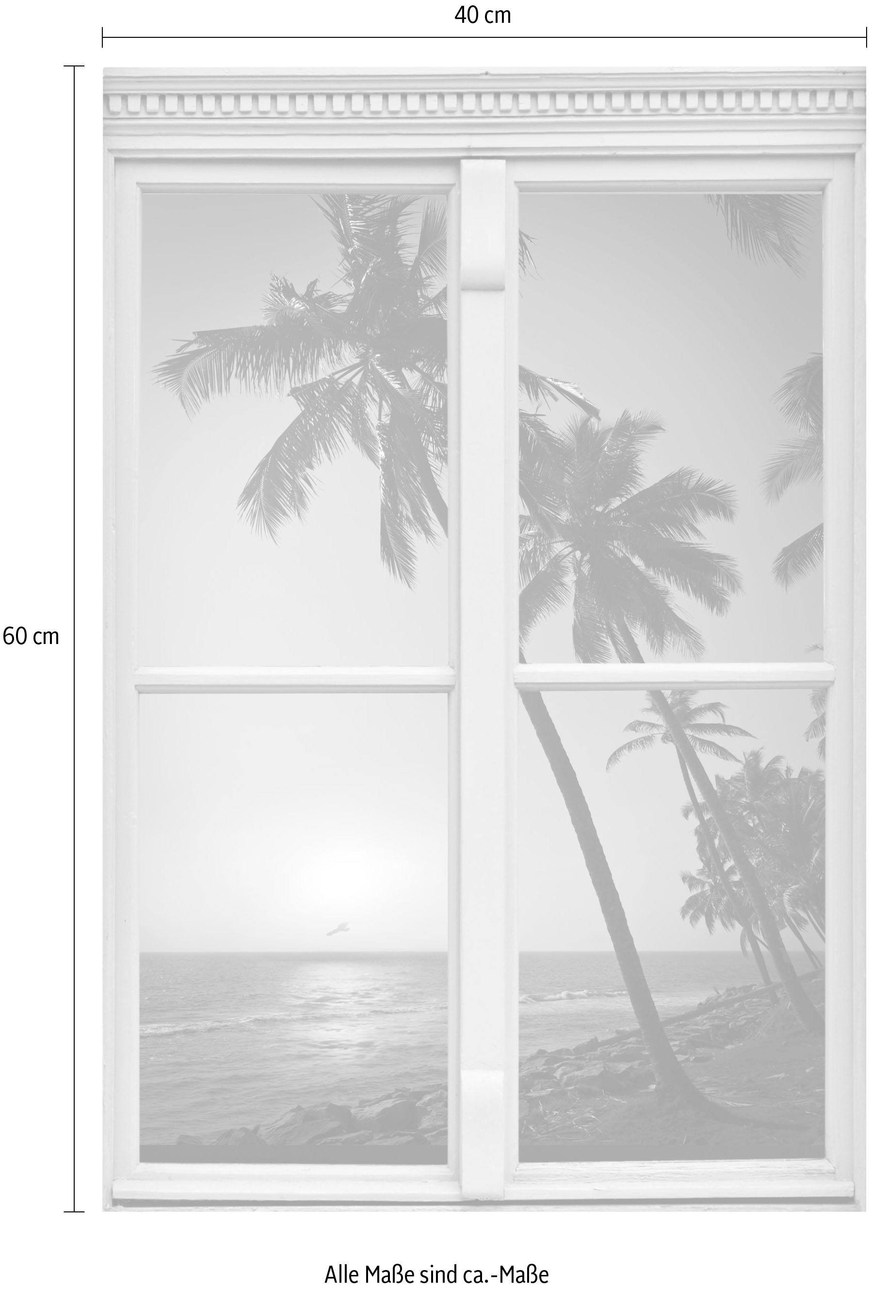queence Wandsticker »Palmenstrand« Wandsticker, Wandbild, selbstklebend, 3D, Fenster
