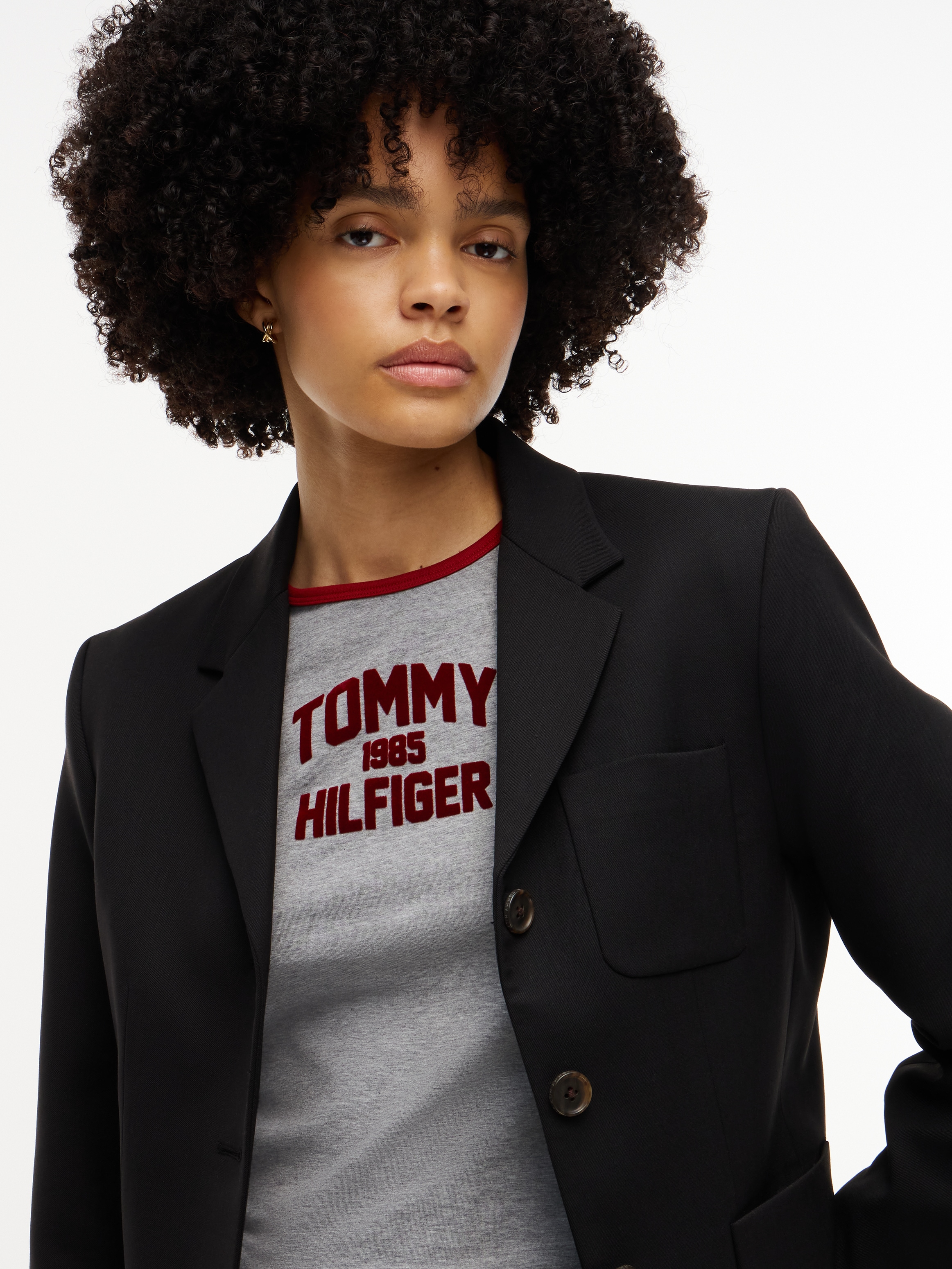 Tommy Hilfiger Blazer court »TIMELESS WOOL 3 BUTTON BLAZER« Mélange de matériaux, avec laine et stretch