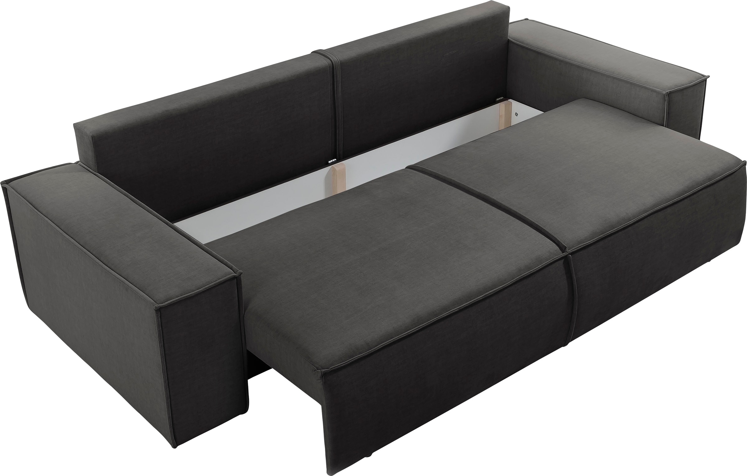 GOODproduct 3-Sitzer »SHERWOOD Samtvelours Schlafsofa (257cm)« Schlaffunktion mit Bettkasten (ca. 136/200cm)