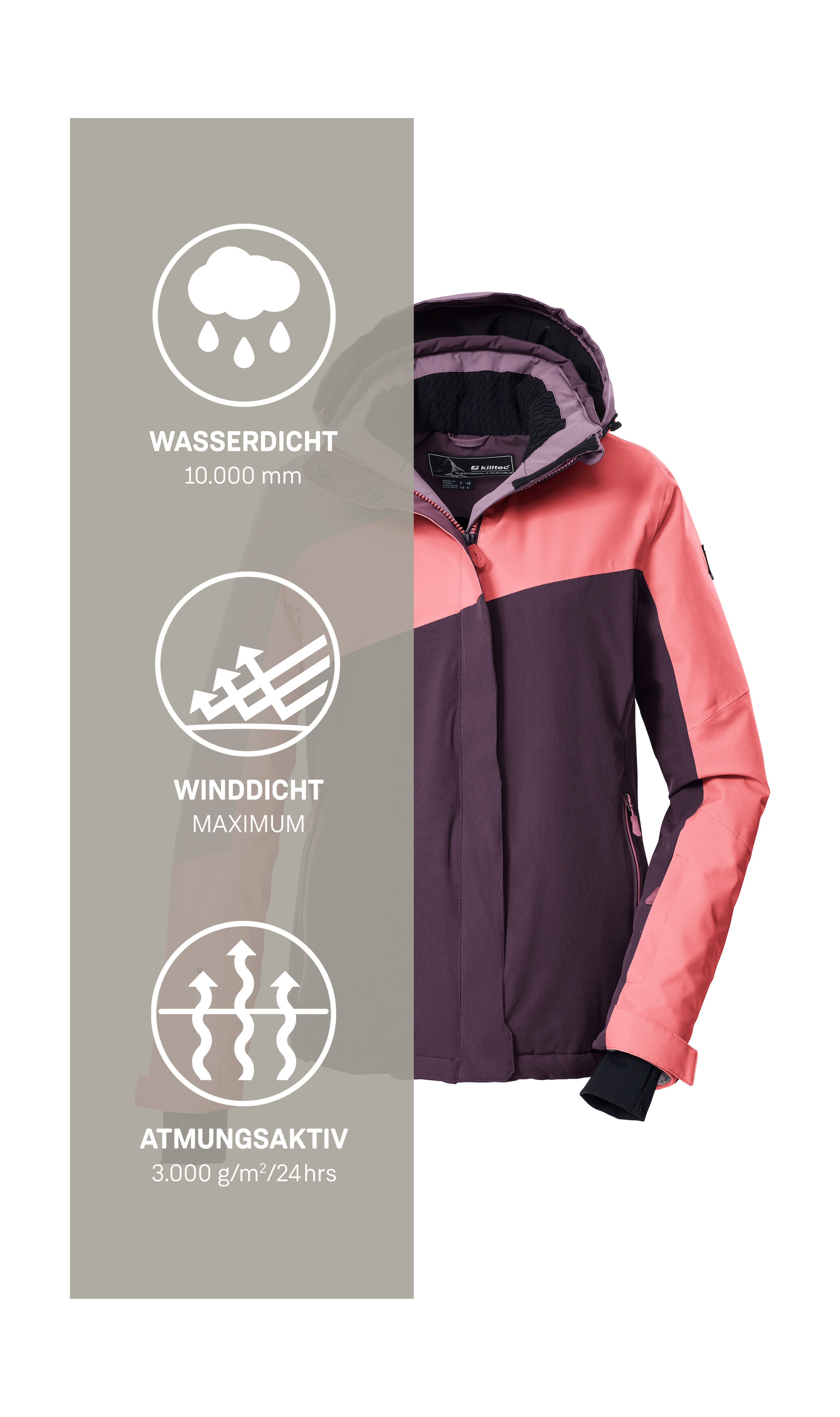 Killtec Skijacke »KSW 26 WMN SKI JCKT« Wind- und wasserdichte Skijacke, atmungsaktiv, viele Taschen