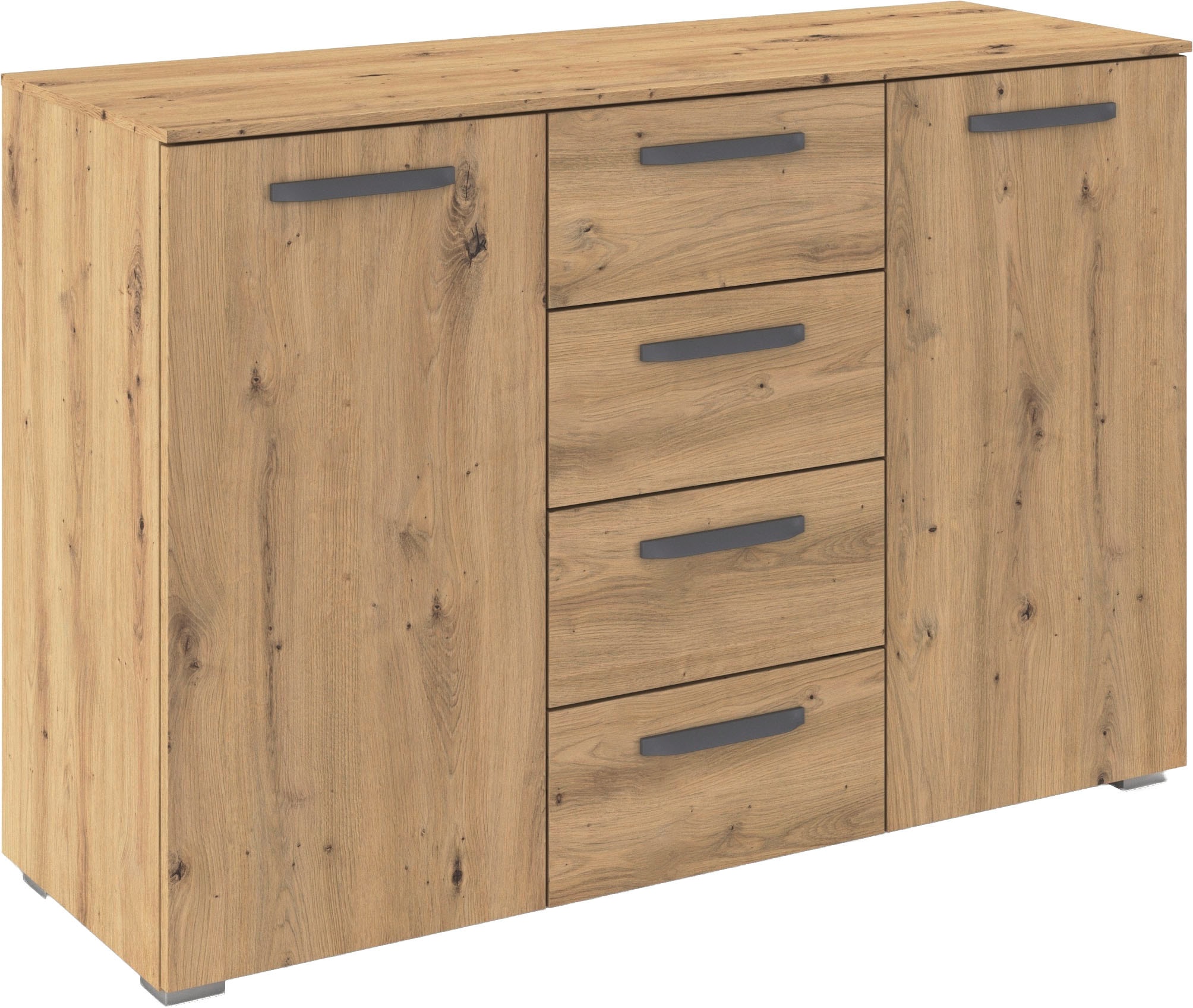 GOODproduct Kombikommode »Kommode Sideboard Schubladenkommode Schlafzimmerkommode OTELI« Breite 120 cm inkl. SOFT-CLOSE-FUNKTION, mit moderner Dekor-Front,  vier grosse Schubladen und 2 Türen, mit 4 Einlegeböden MADE IN GERMANY