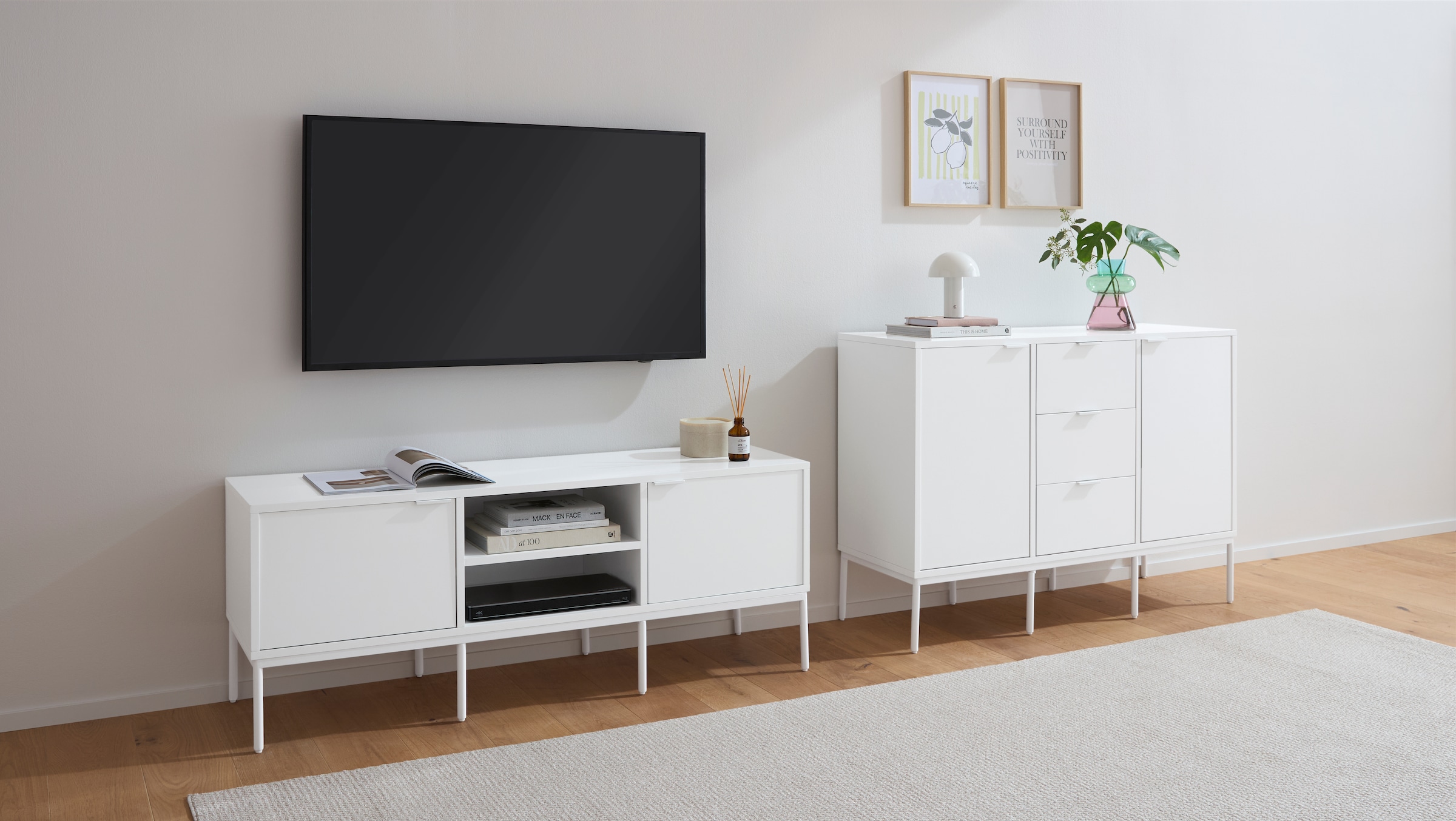 s.Oliver Meuble TV »Kallby« 1 cuis tlg. lackiertes MDF, Kabelmanagement, Soft-Close Funktion, Breite 140 cm