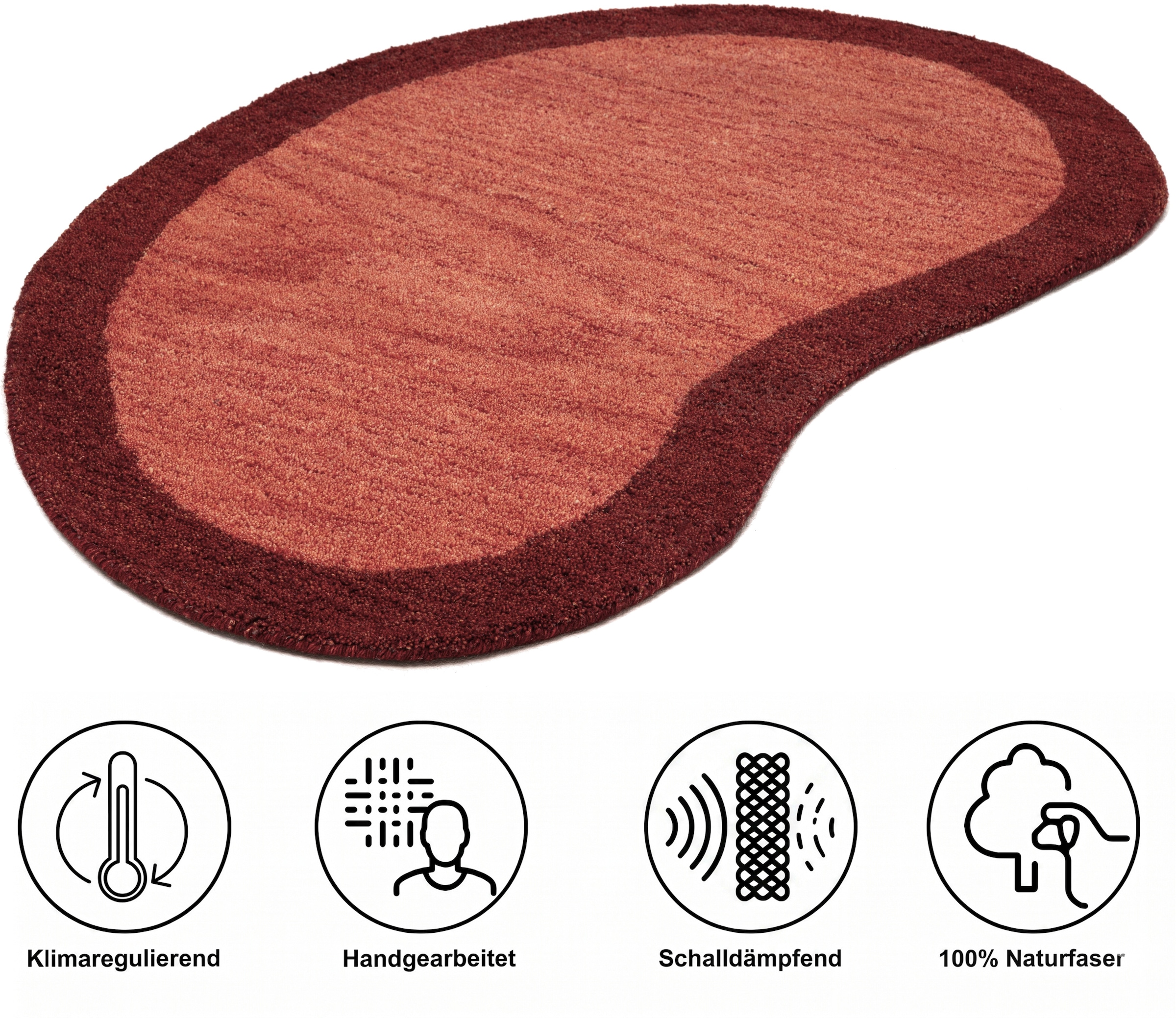THEKO Tapis en laine »Gabbeh Super, Handweb, auch als Läufer erhältlich, reine Wolle« ovale 9 mm Höhe chambre à coucher, salon, salle à manger, aussi comme bordure de lit