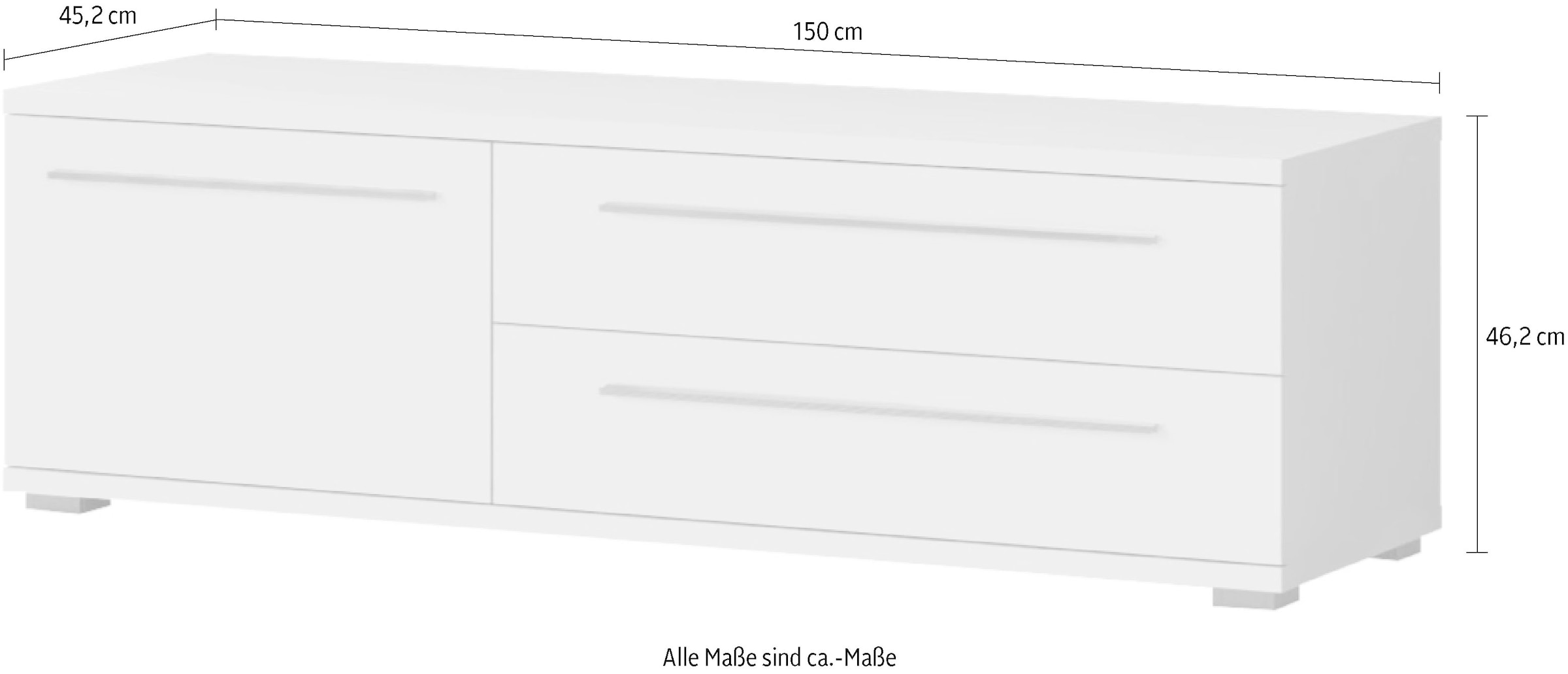 GOODproduct Tableau TV »Piano« (H/B/T): 46,2/150/45,2cm,  UV lackiert, mit Soft-Close-Funktion