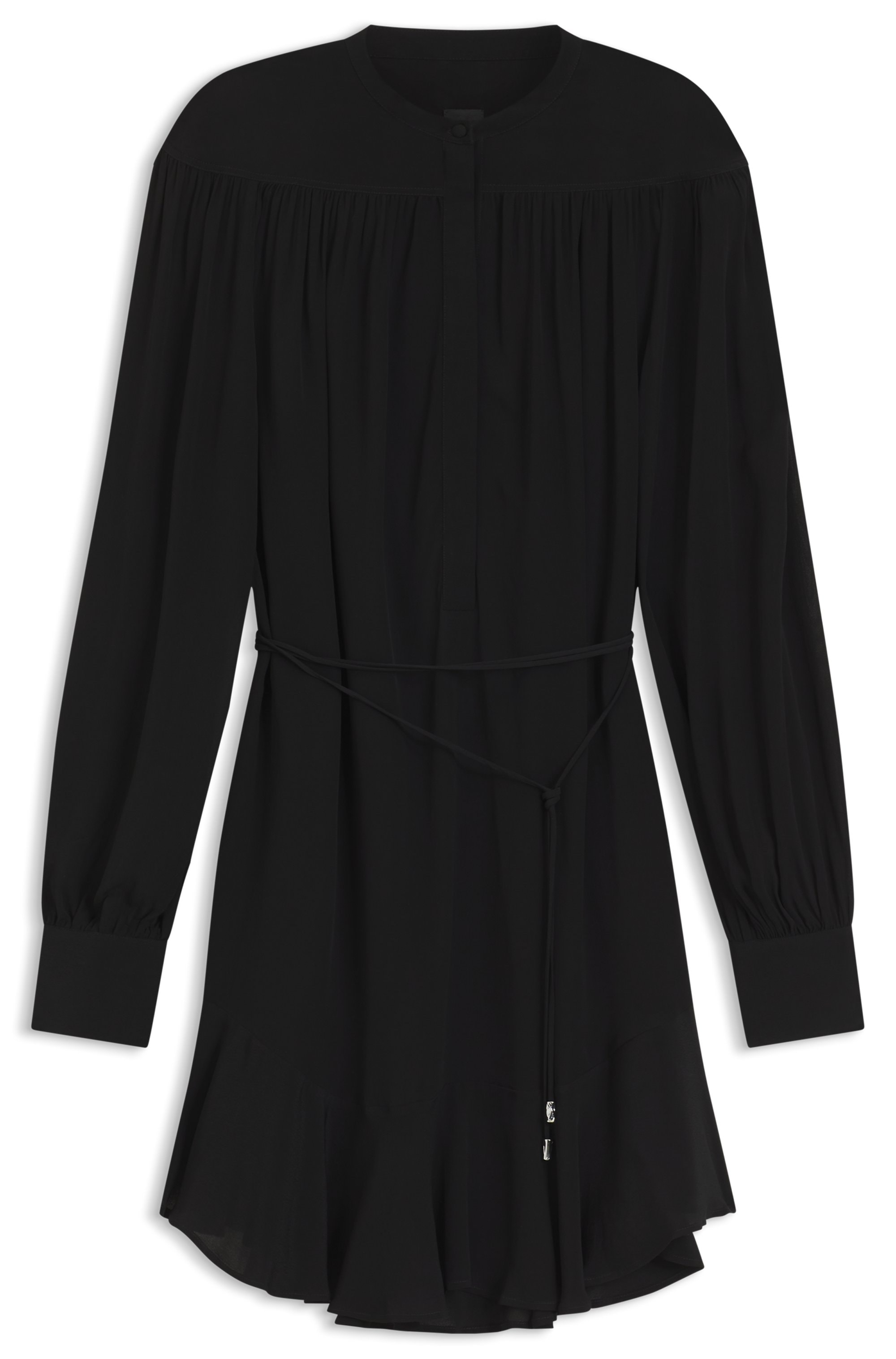 BOSS ORANGE Robe chemisier »Dassandra Premium Damenmode« avec patte de boutonnage cachée & ceinture à nouer, coupe décontractée